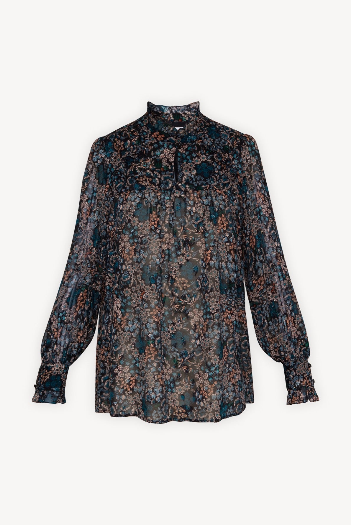 Anastasia - Blouse à imprimé floral avec Lurex Faume - seconde main