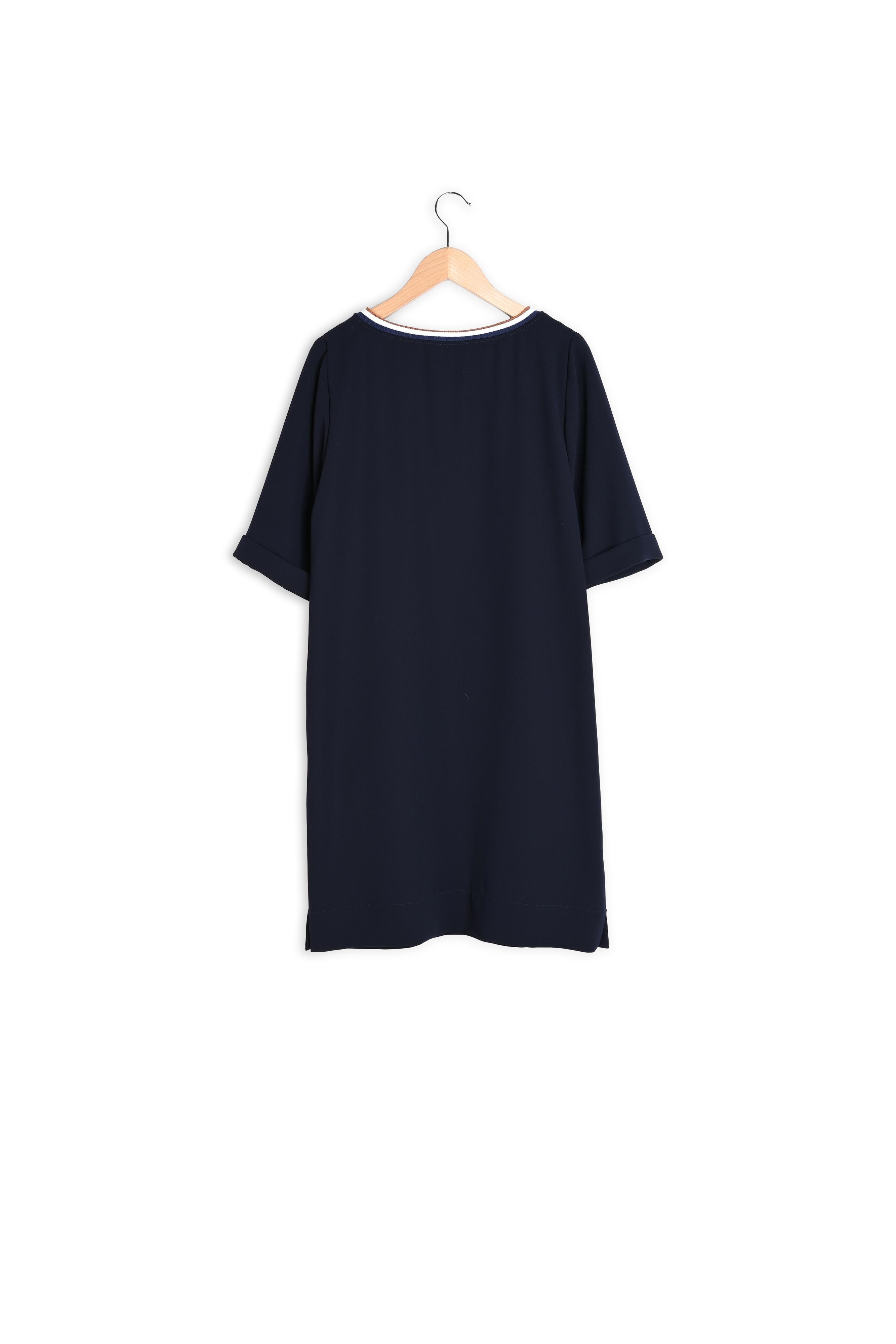 SIDONY - Robe courte en crêpe avec encolure côtelée Faume - seconde main