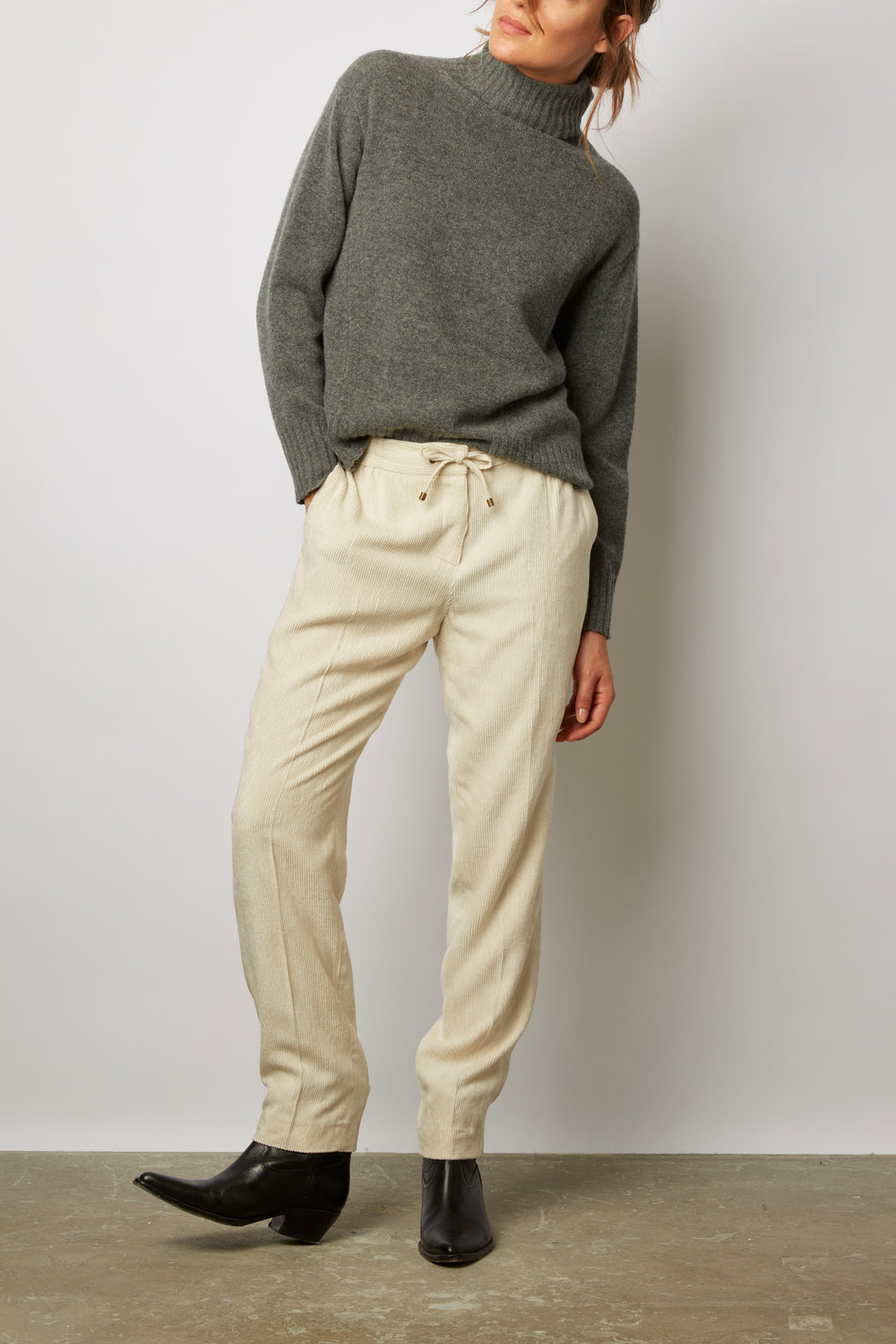 Pantalon fluide en velours côtelé - ELINDA Faume - seconde main