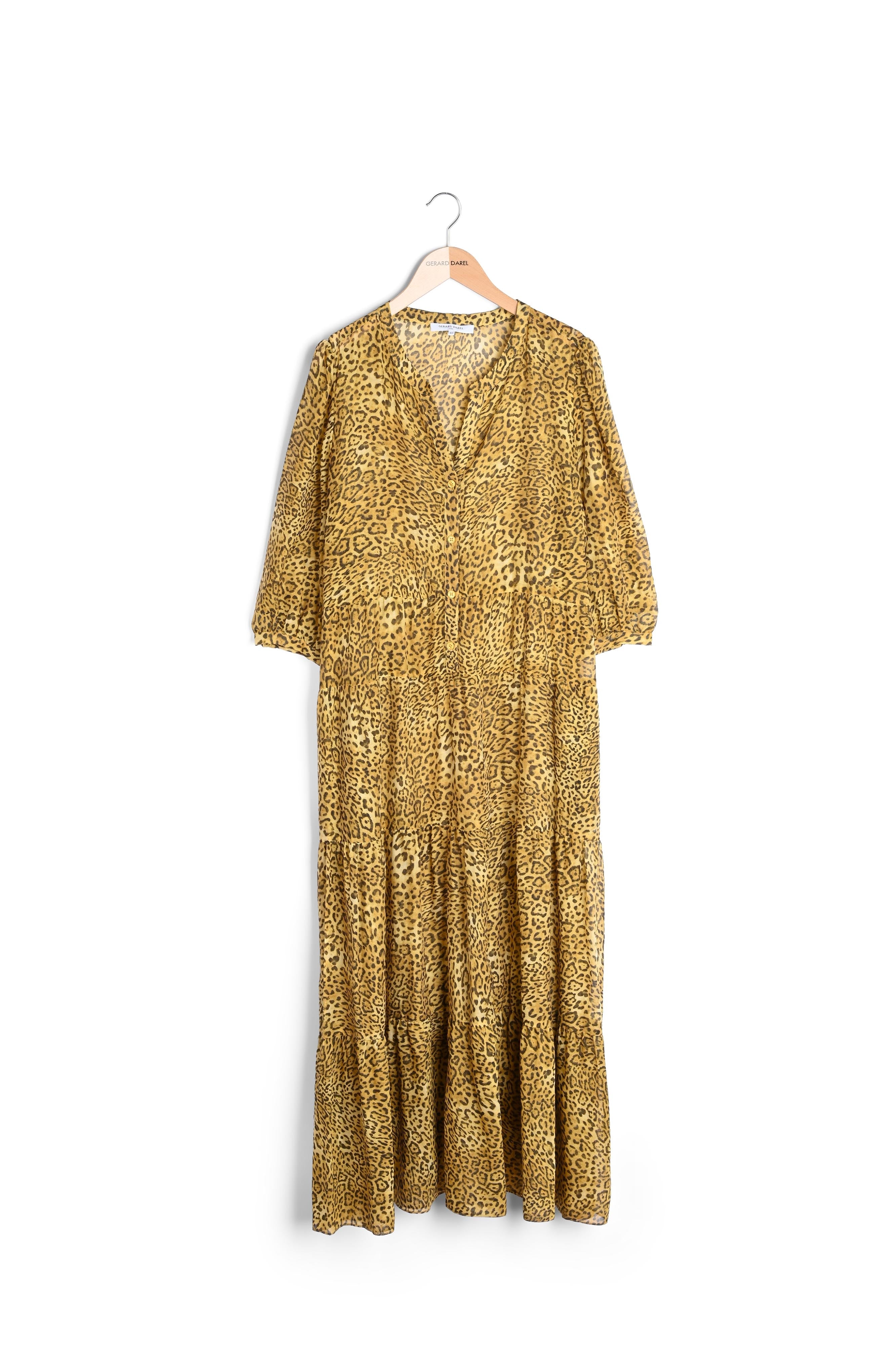 SAO - Robe longue à imprimé animalier en coton et soie Faume - seconde main