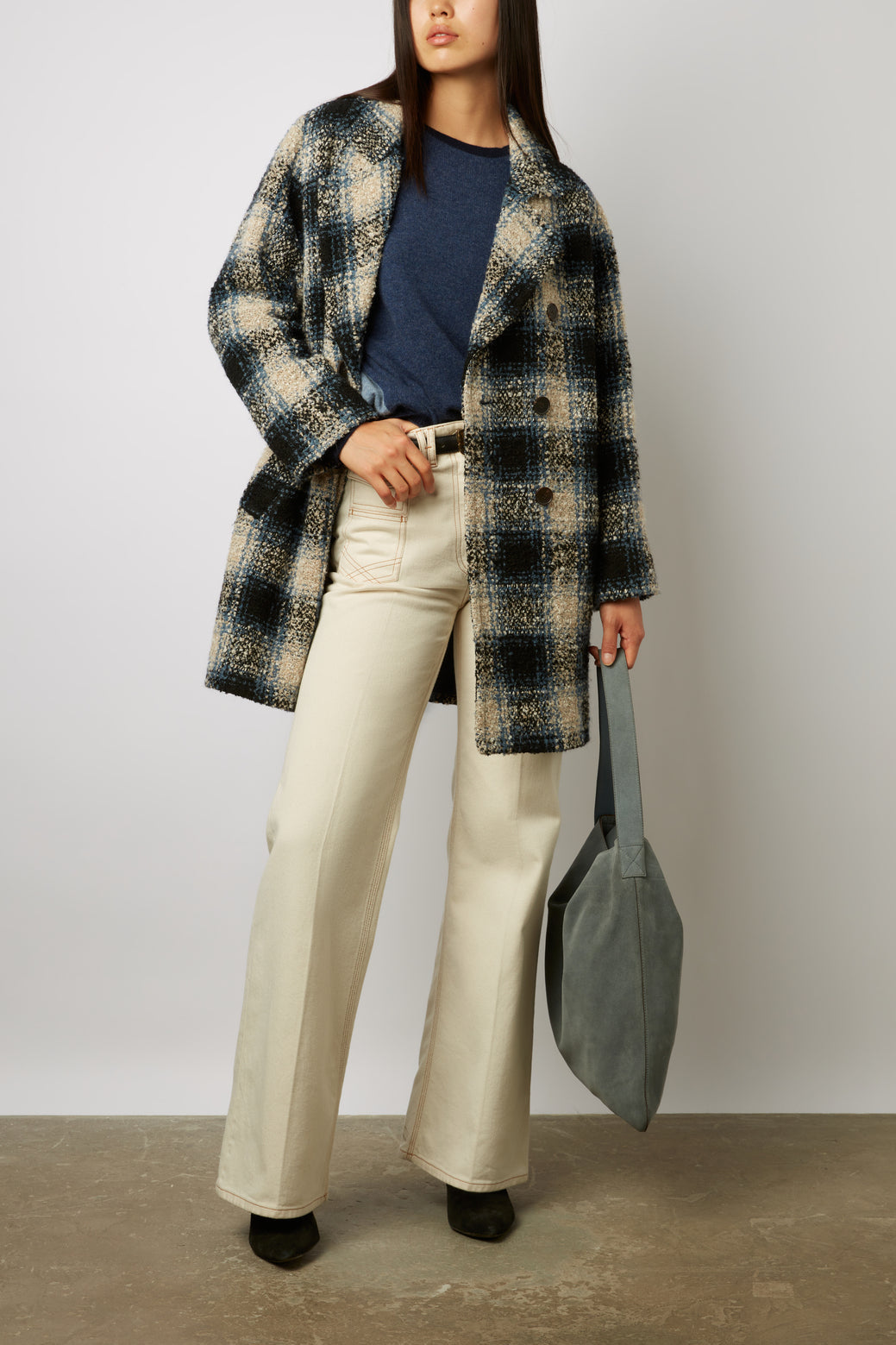 Manteau croisé à carreaux - SAVERINA Faume - seconde main