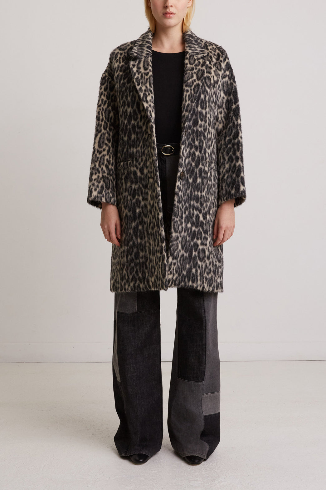 Manteau tailleur en laine alpaga léopard - SELENA Faume - seconde main