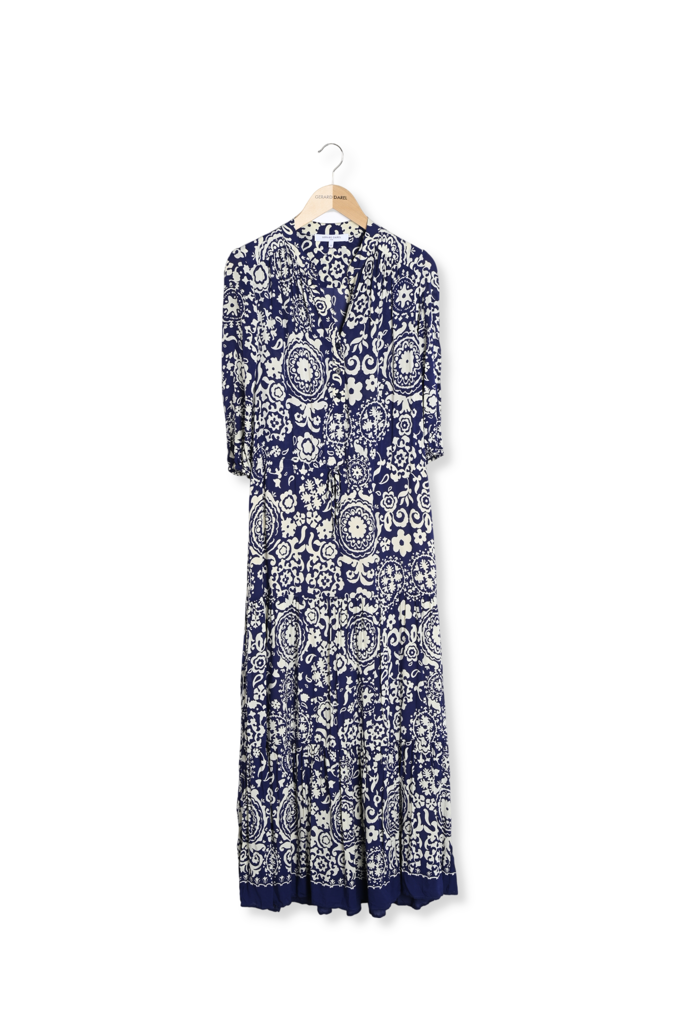 Robe longue élastiquée imprimé bicolore - PHILIA Faume - seconde main