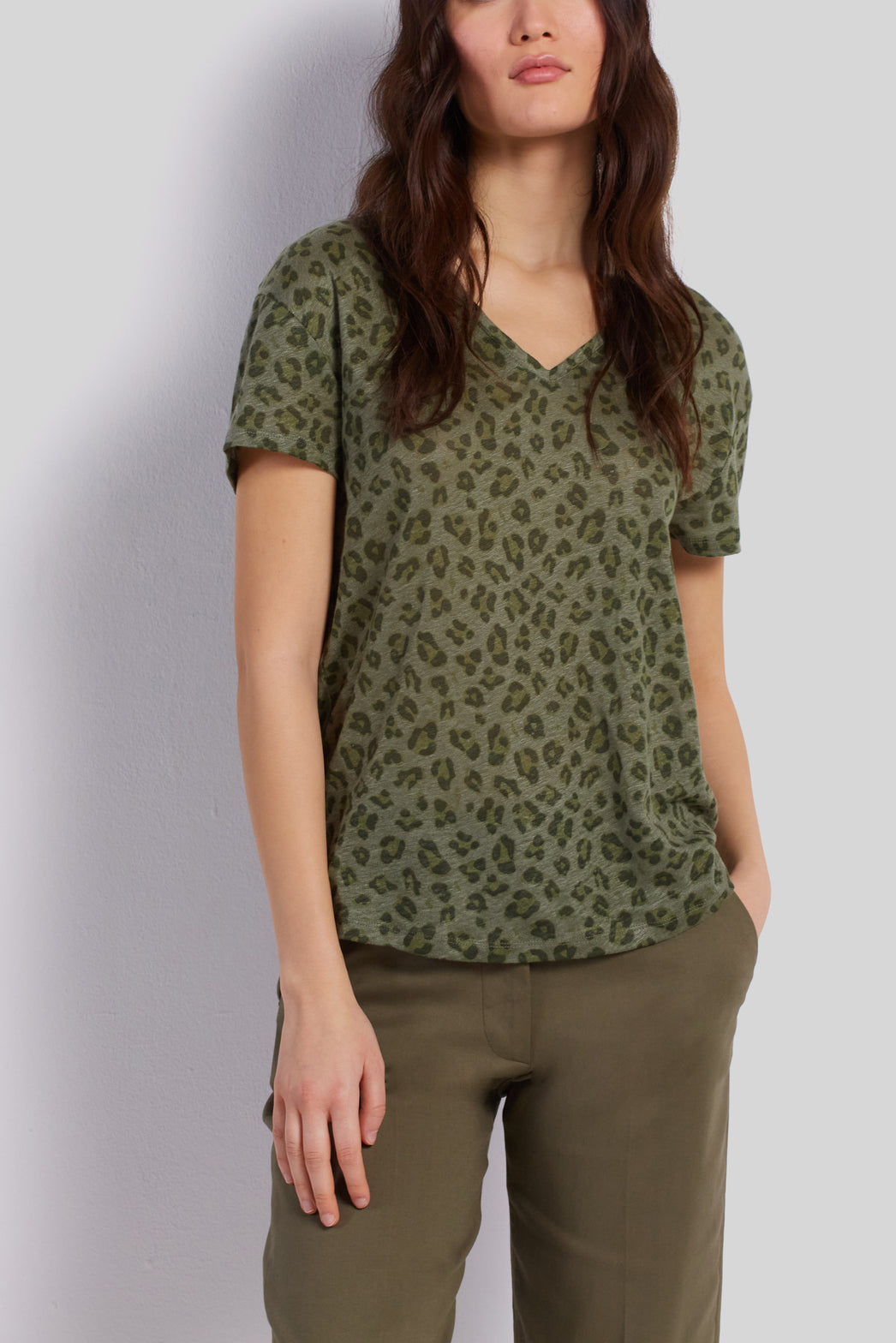 Tee-shirt en lin imprimé léopard - ANGY Faume - seconde main