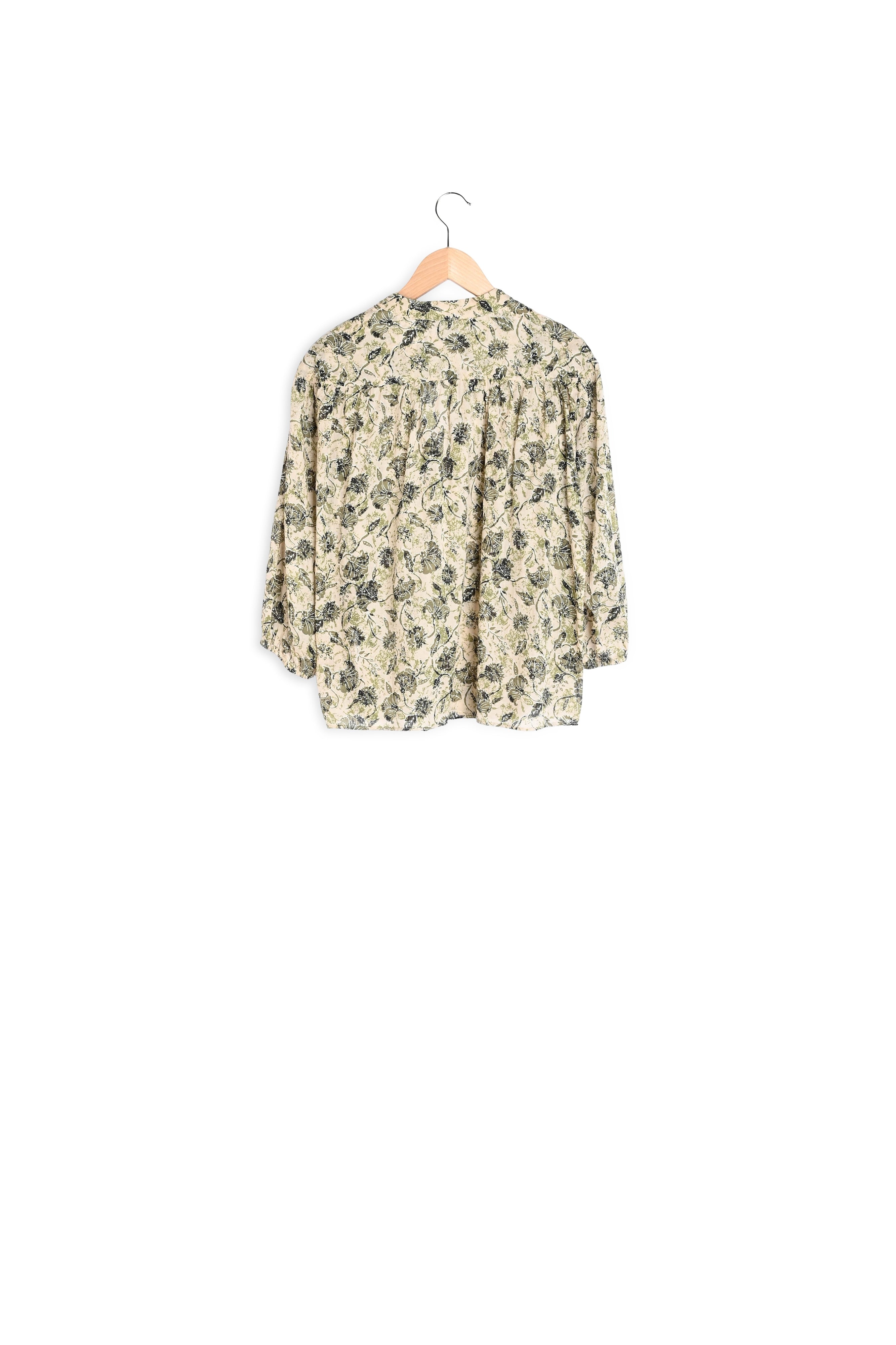 Blouse en voile de coton bicolore - CAPUCINE Faume - seconde main