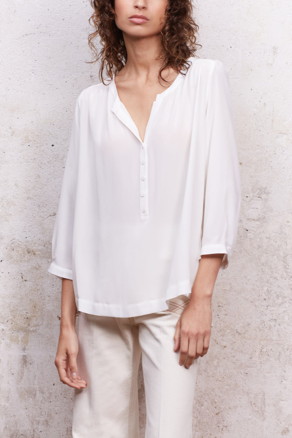 Blouse en soie avec smocks - NICOLE Faume - seconde main
