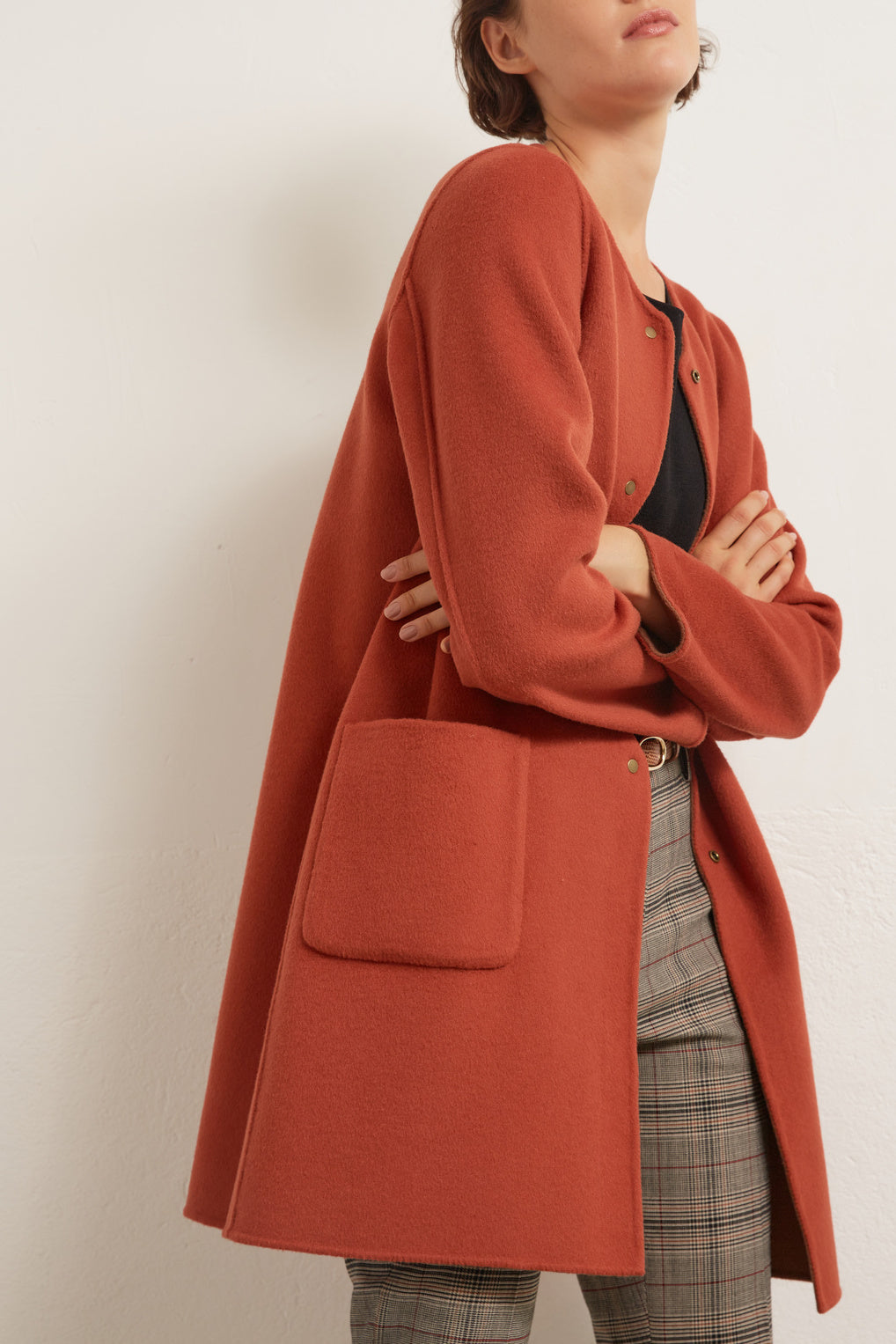 SALOME - Manteau en laine bicolore Faume - seconde main