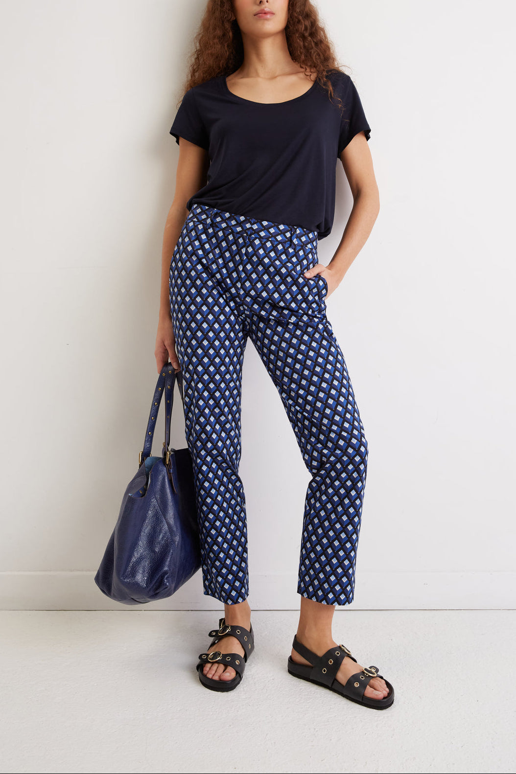 Pantalon en coton imprimé losanges  - ELIESS Faume - seconde main