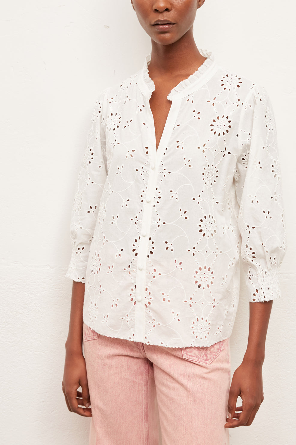 NORY - Chemise en voile de coton brodé Faume - seconde main