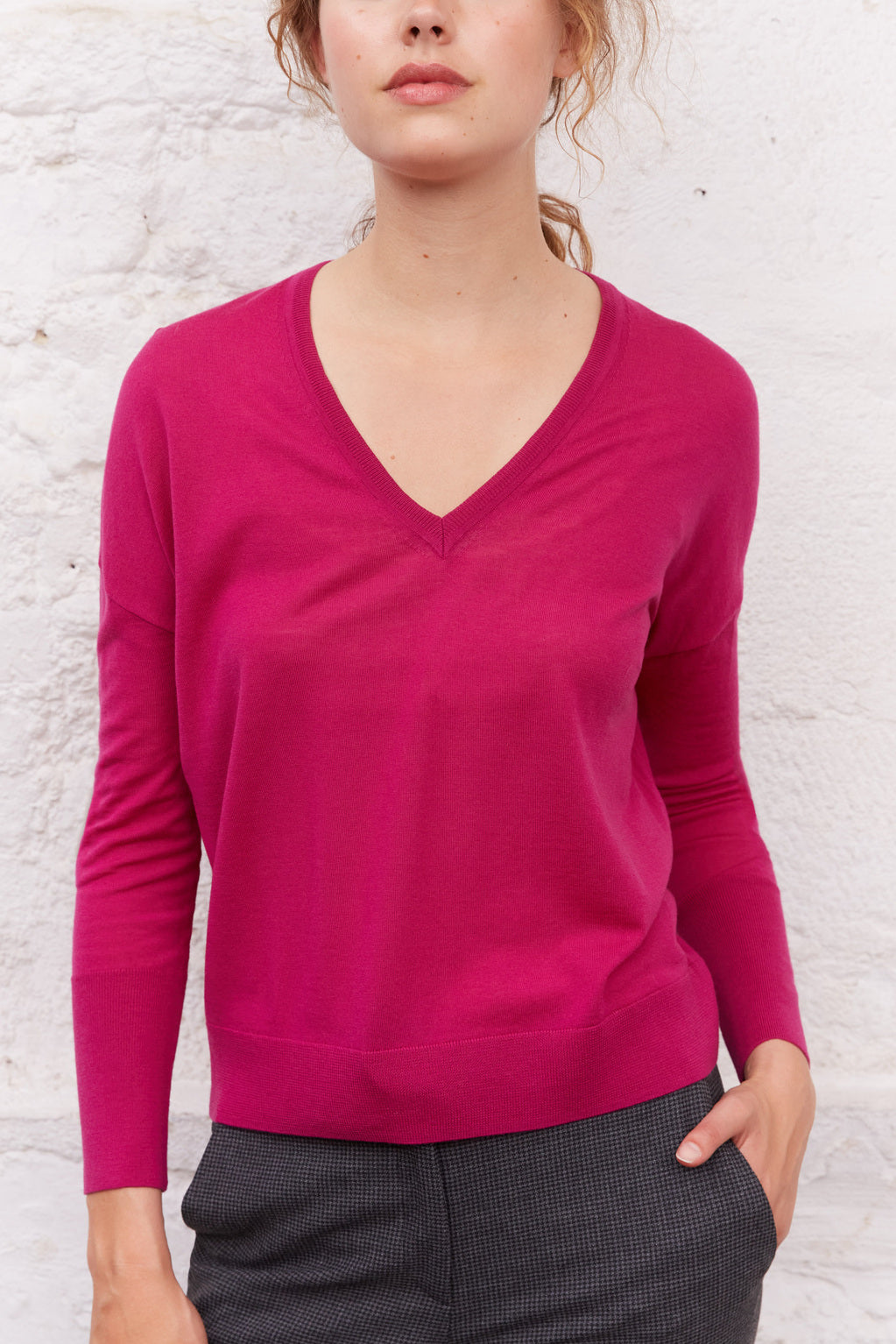 Pull ample col V en laine mérinos - LOU Faume - seconde main