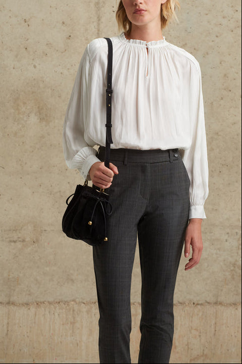 Blouse satinée avec détails plissés - CAROLINE Faume - seconde main