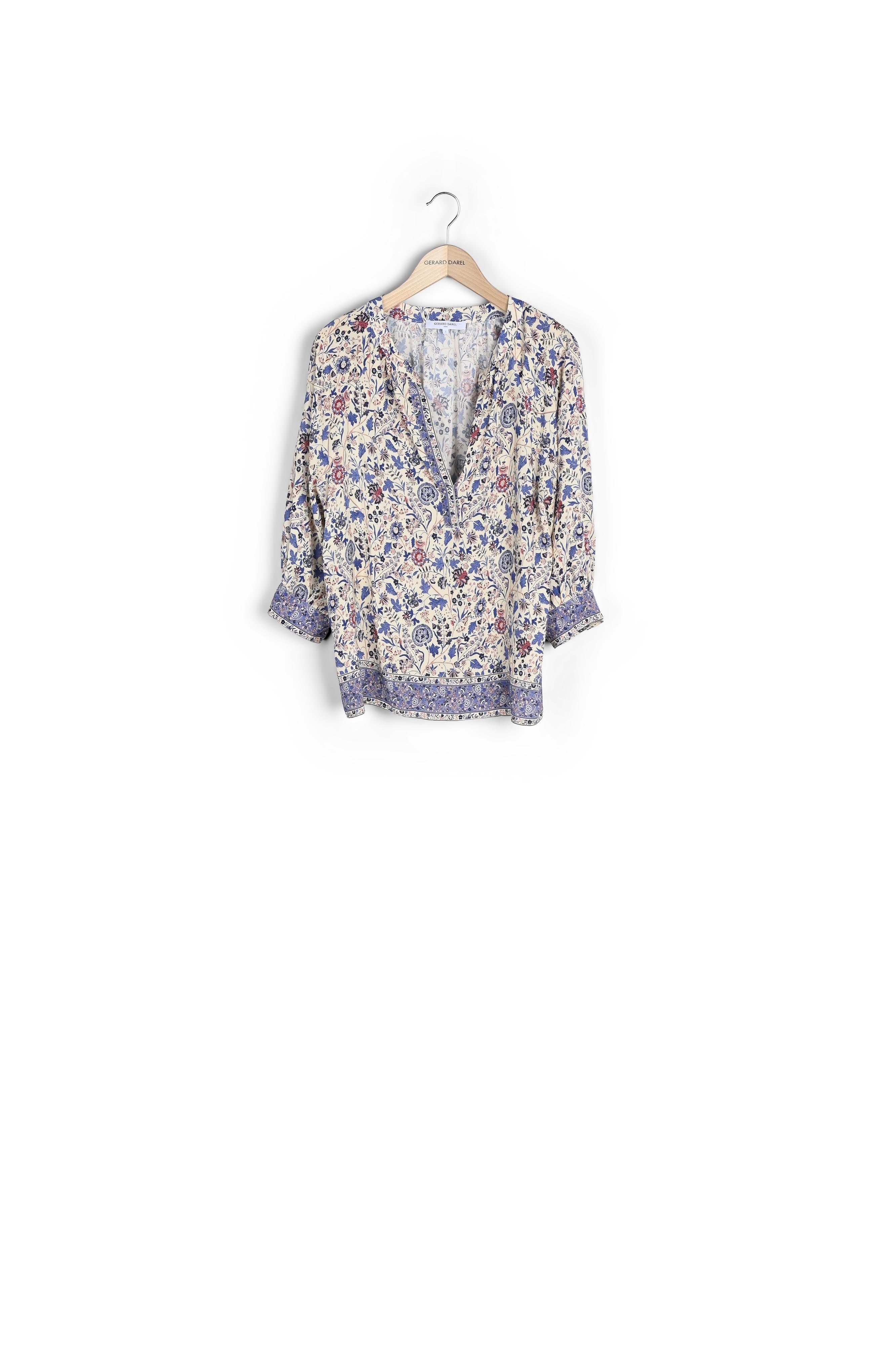 Blouse à motif et finitions contrastées - CAMELLIA Faume - seconde main