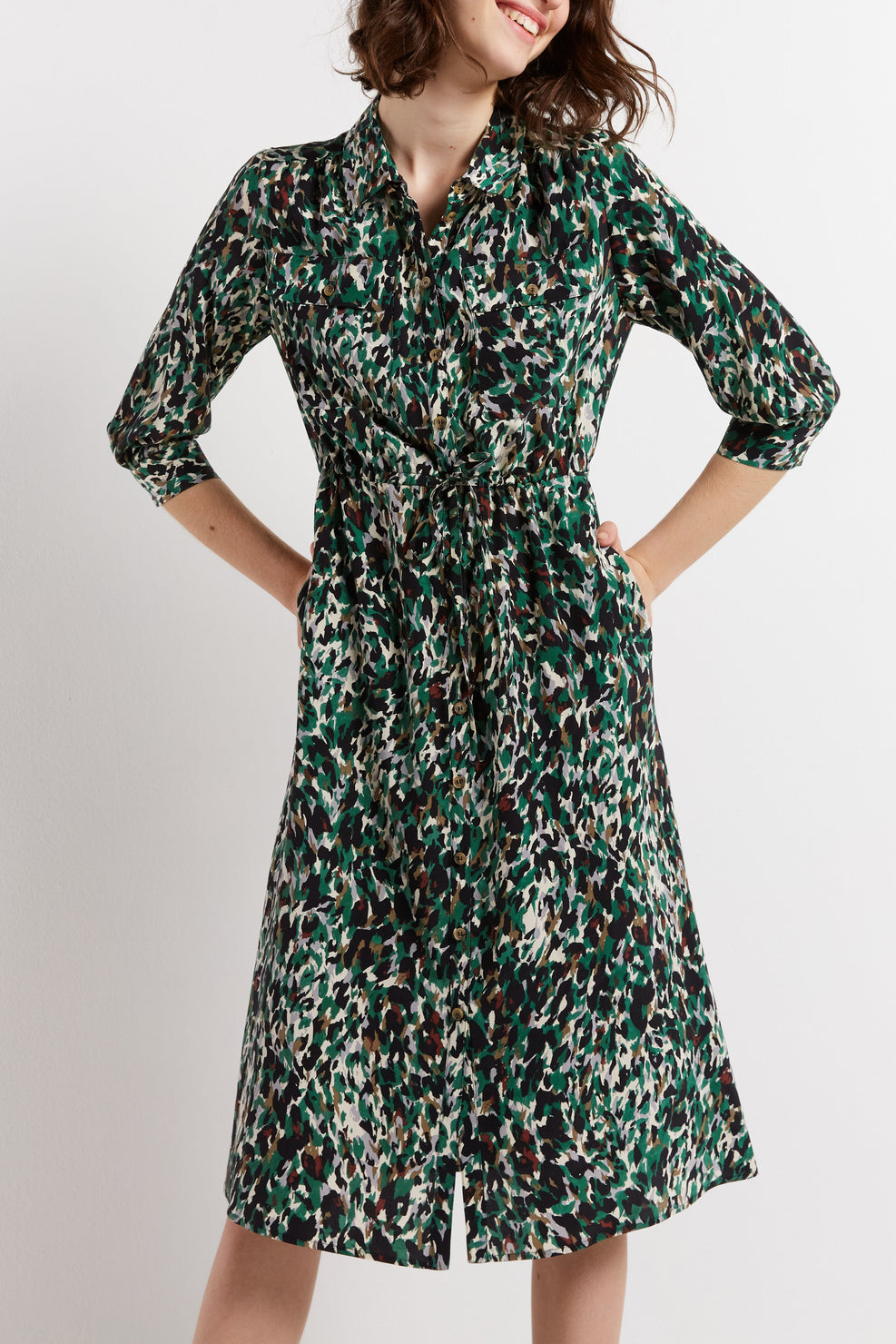 Robe chemise à imprimé arty - SIMONA Faume - seconde main