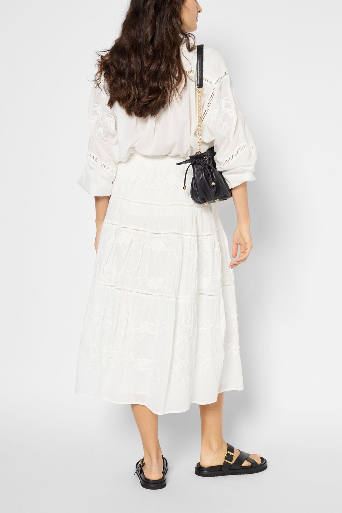 Jupe longue en coton à broderies - VERA Faume - seconde main