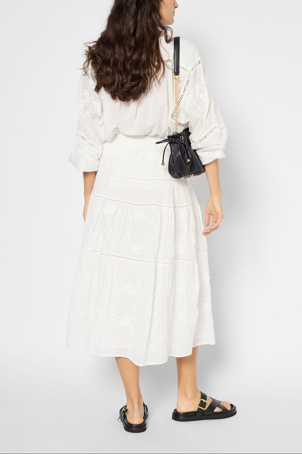 Jupe longue en coton à broderies - VERA Faume - seconde main