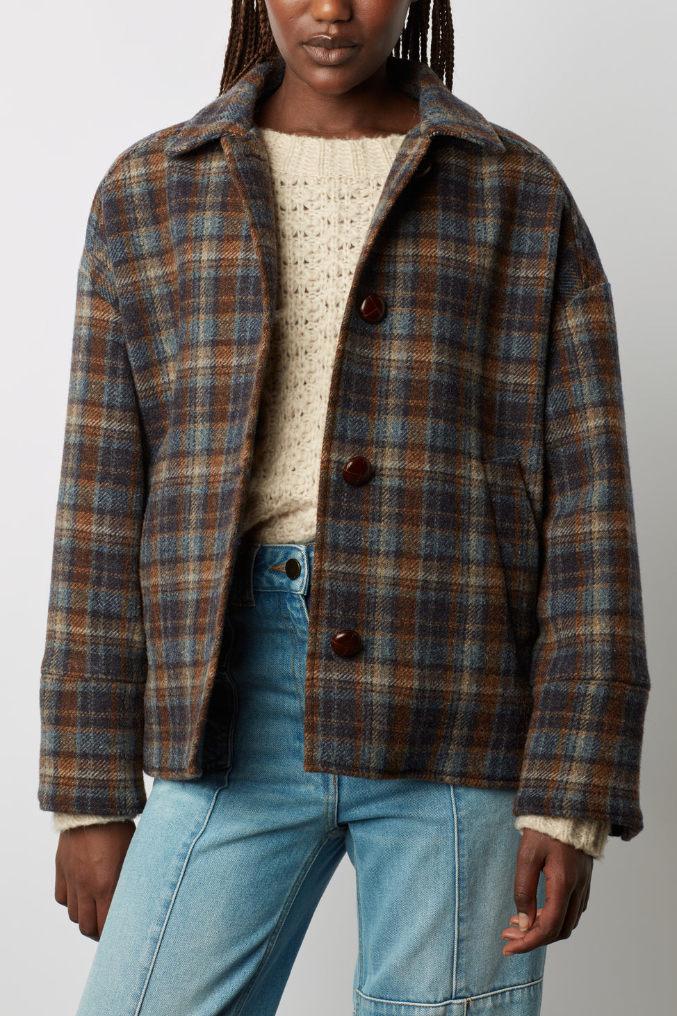 Veste à carreaux en laine - NAWELLE Faume - seconde main