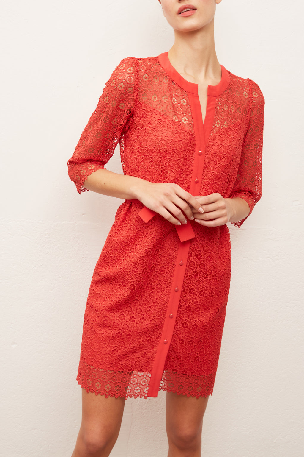 SANTANA - Robe-chemise courte à nouer Faume - seconde main