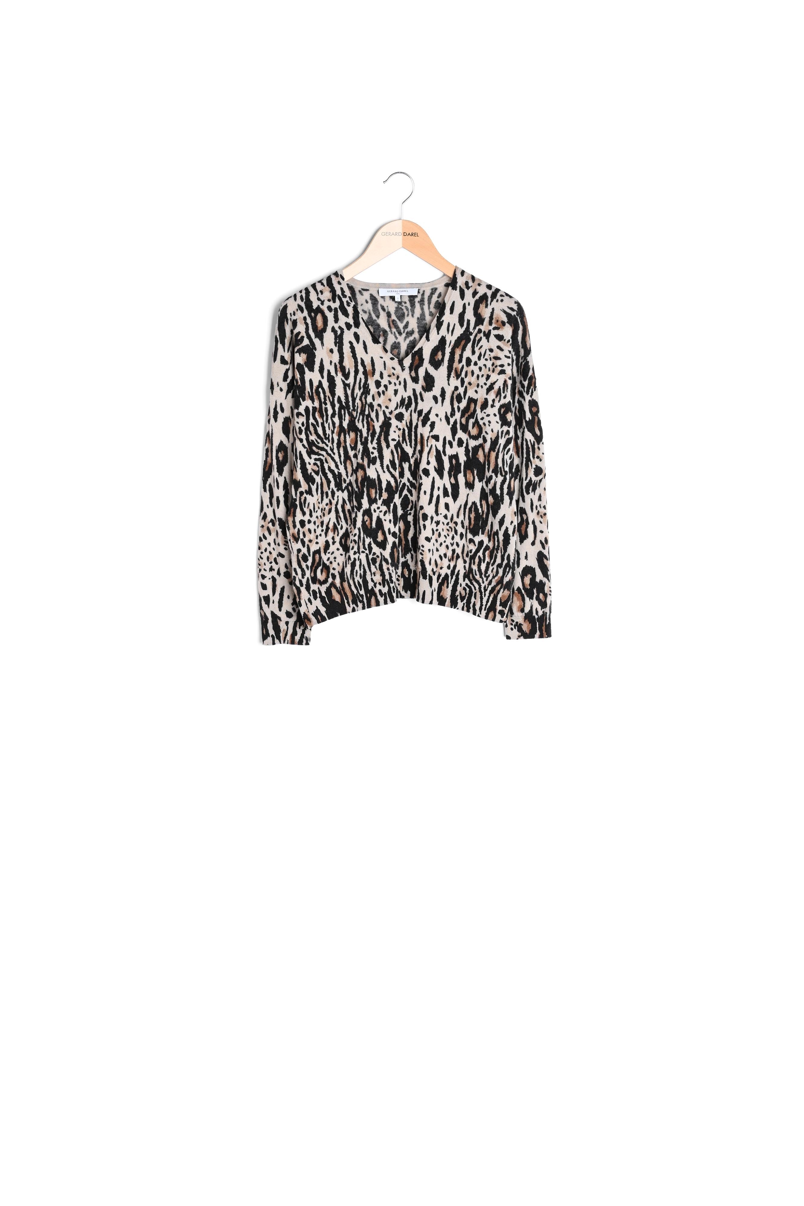 Pull V en laine imprimé léopard - LIAM Faume - seconde main