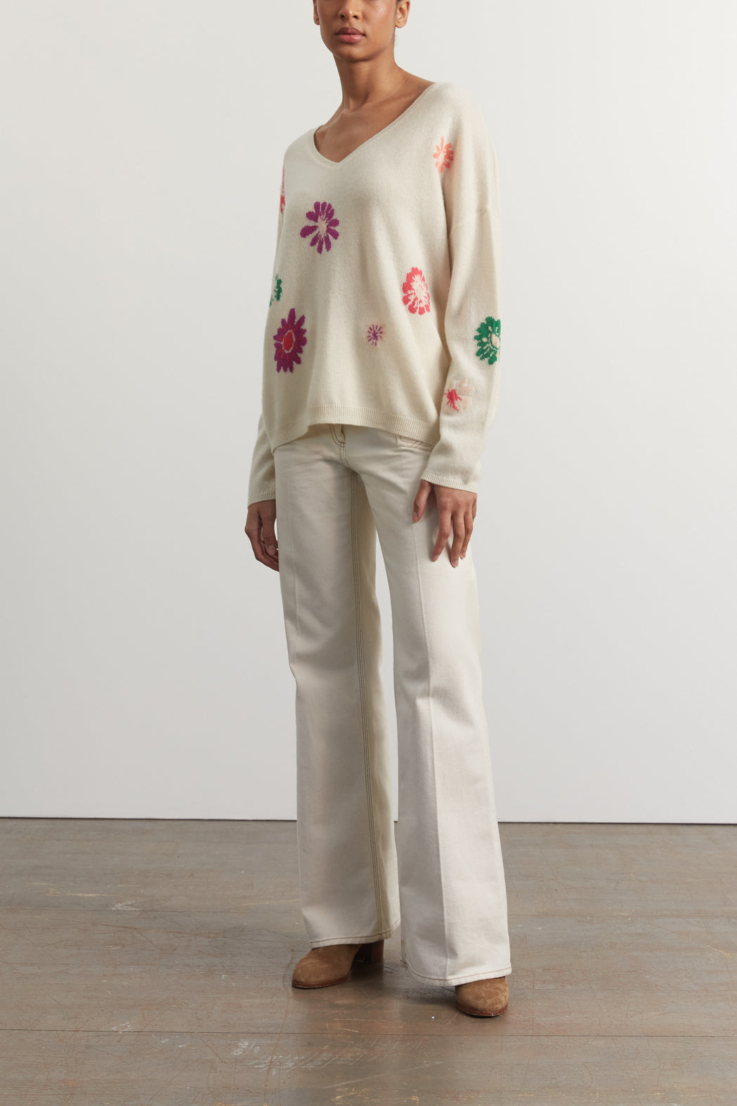 Pull cachemire à fleurs - LAYSSA Faume - seconde main