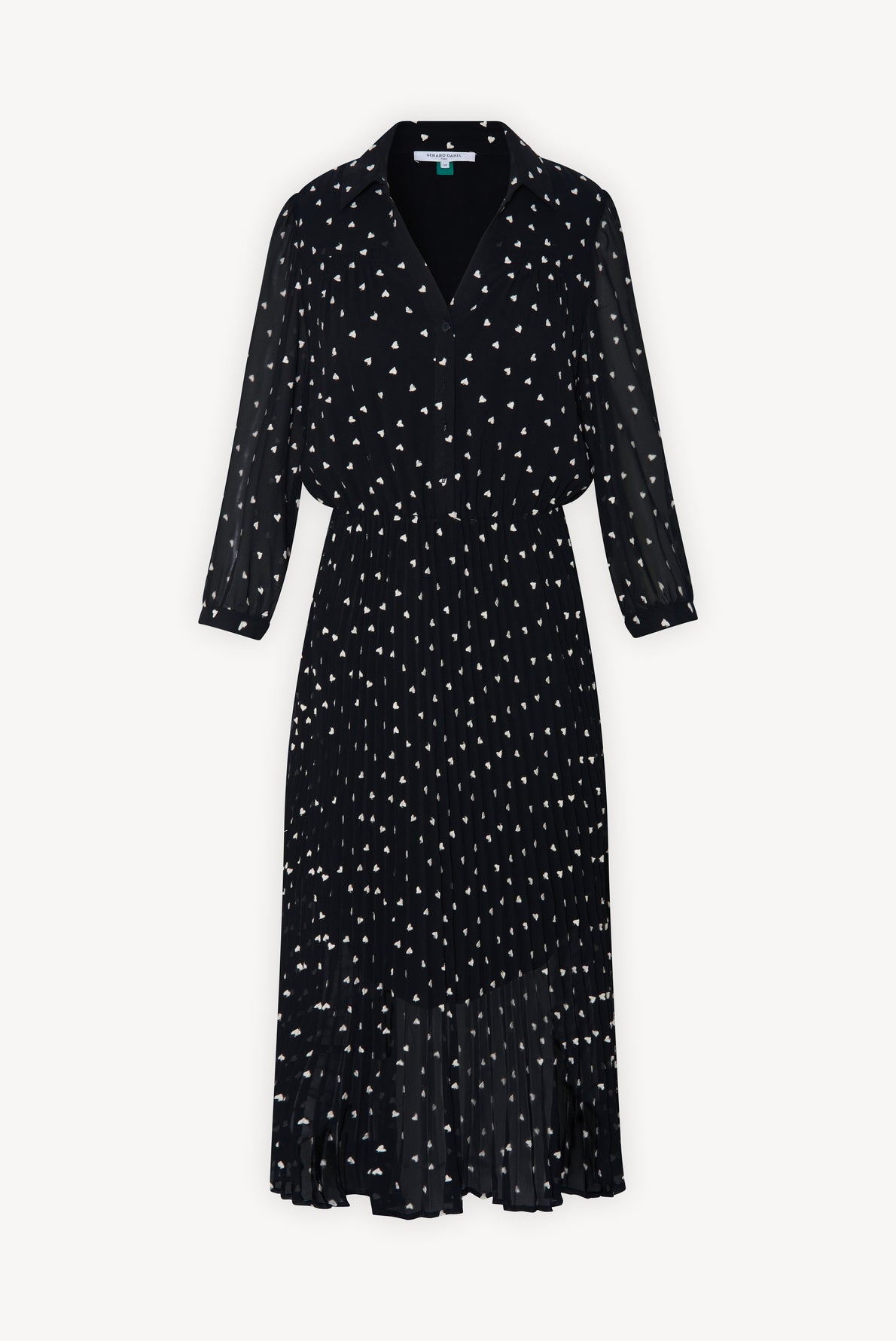 Robe plissé brodée d'un motif c½urs - JANE Faume - seconde main