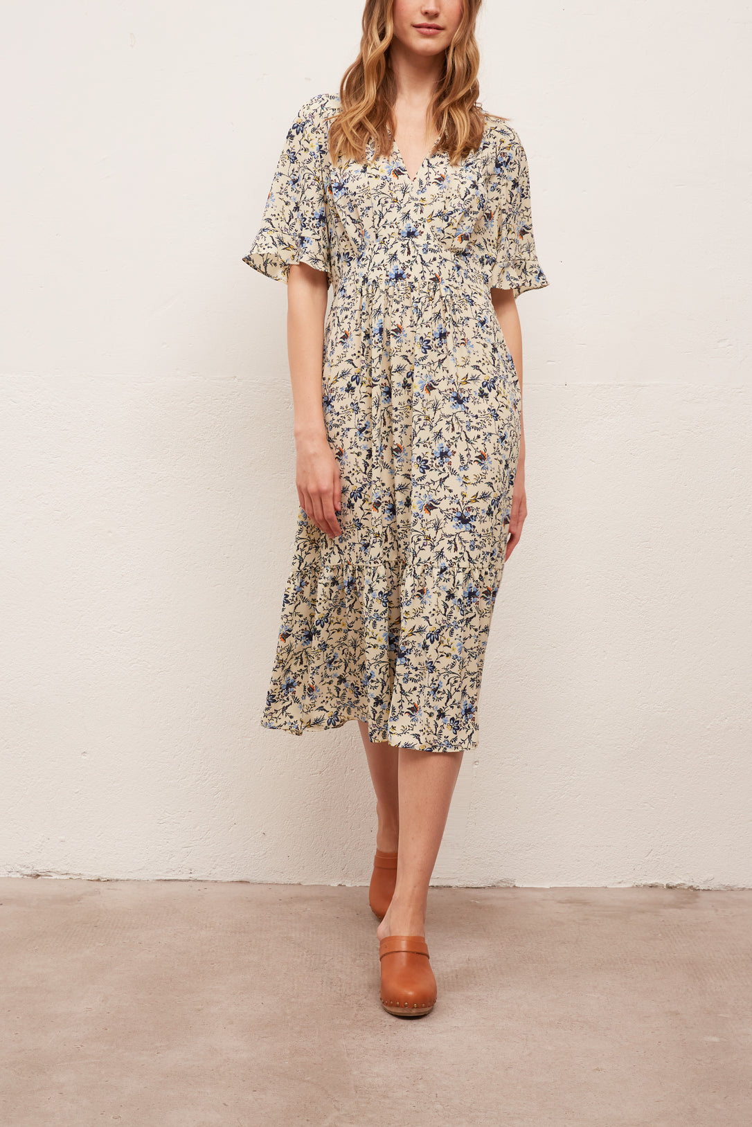 Robe midi imprimée en crêpe Faume - seconde main