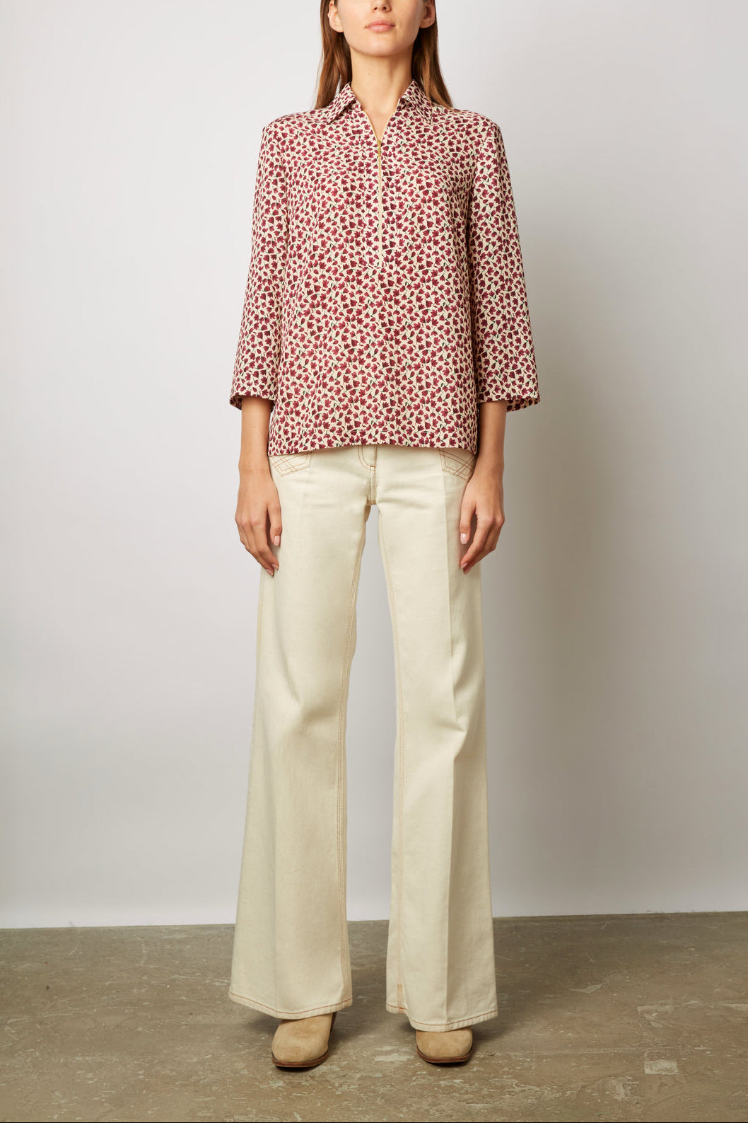 Chemise zippée à fleurs - CATHERINE Faume - seconde main