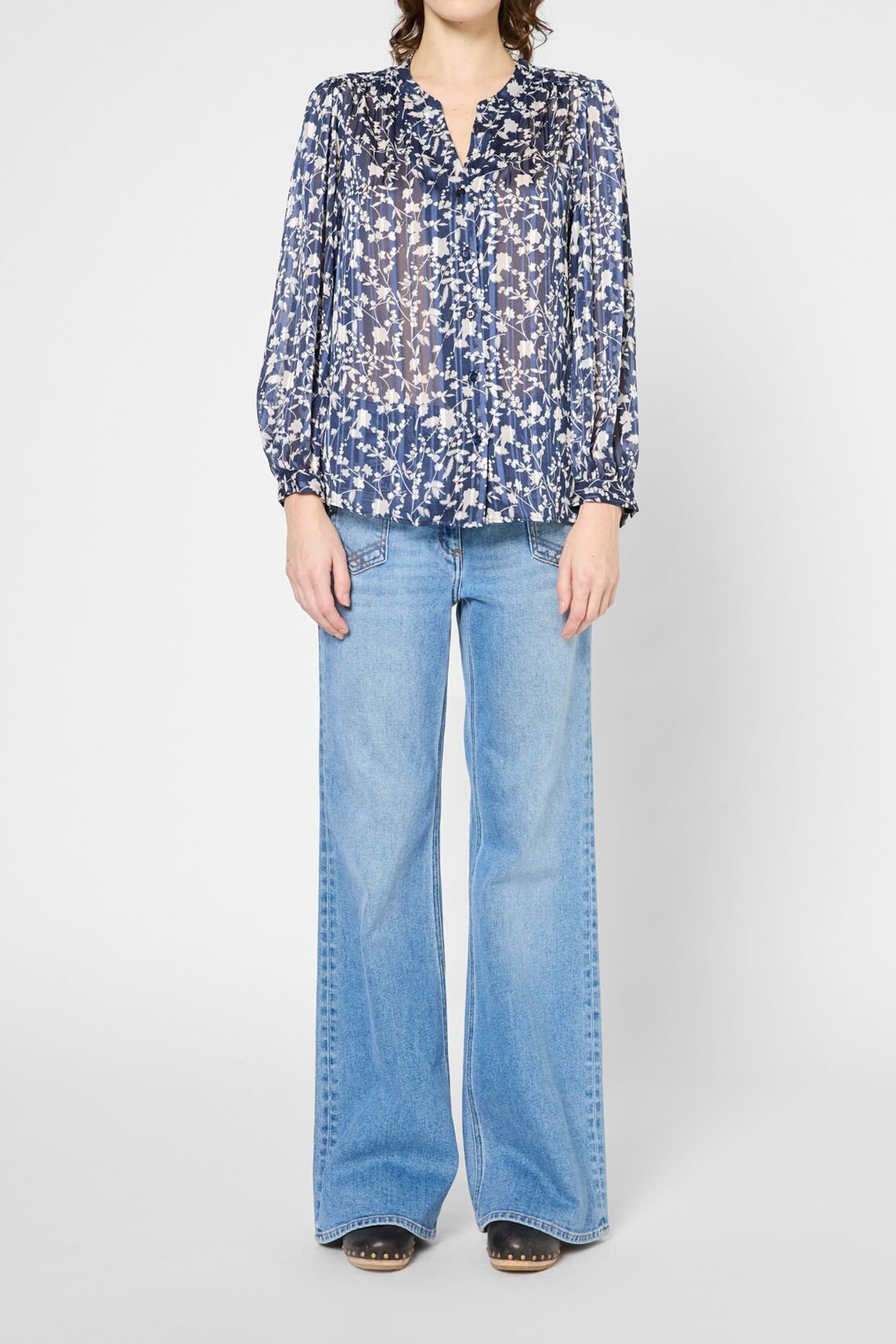 Blouse imprimée à lurex - UZETTE Faume - seconde main