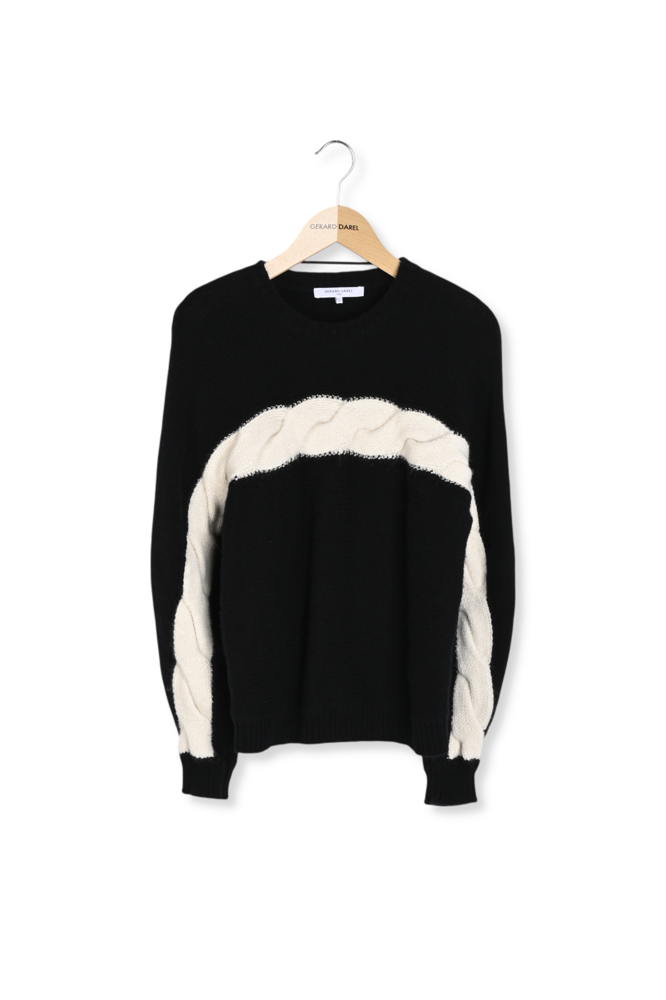 Pull bicolore à torsades en laine - ESTE Faume - seconde main