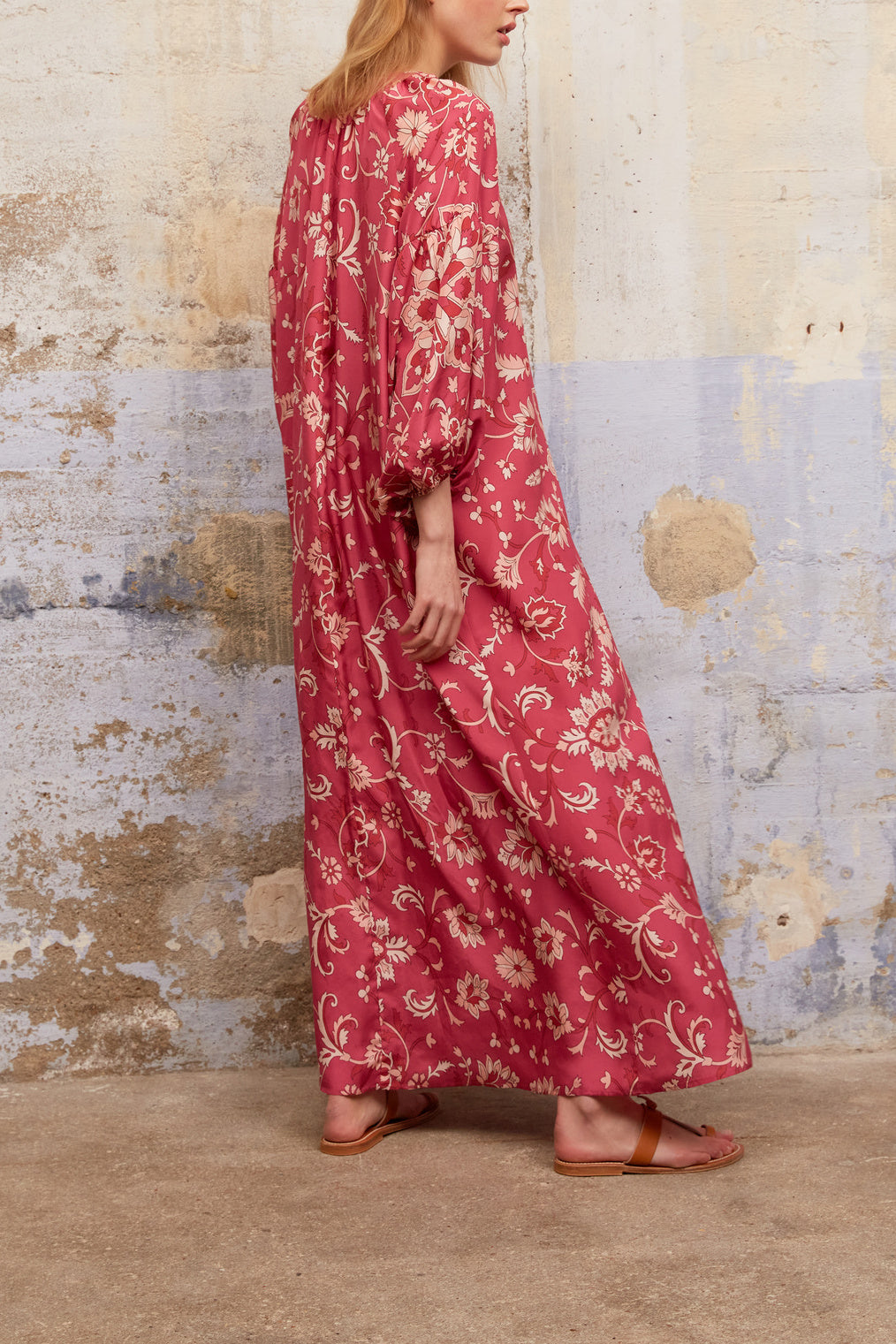 SAHANA - Robe longue en soie imprimée façon tunique Faume - seconde main