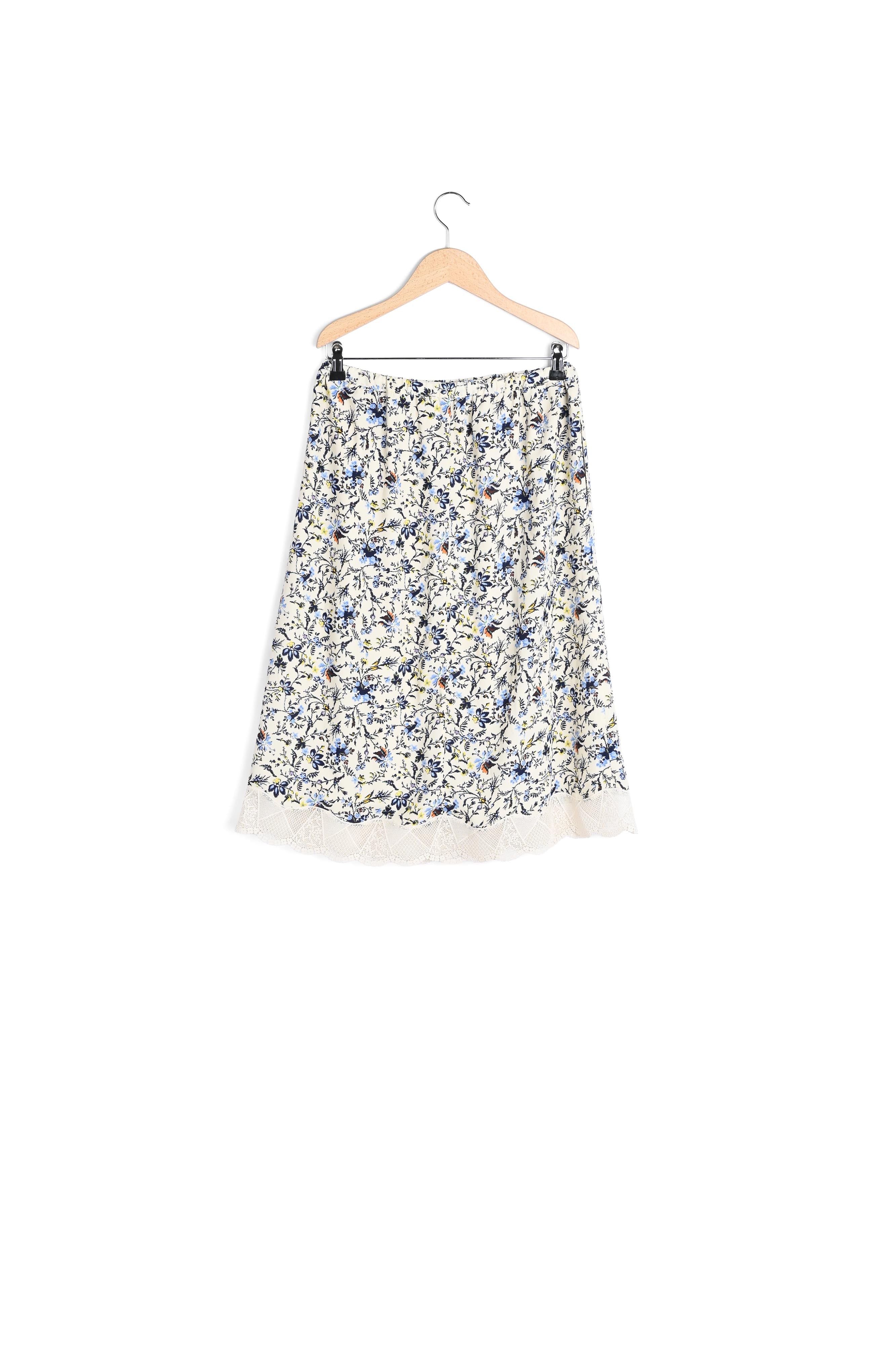 Jupe midi imprimée avec dentelle Faume - seconde main