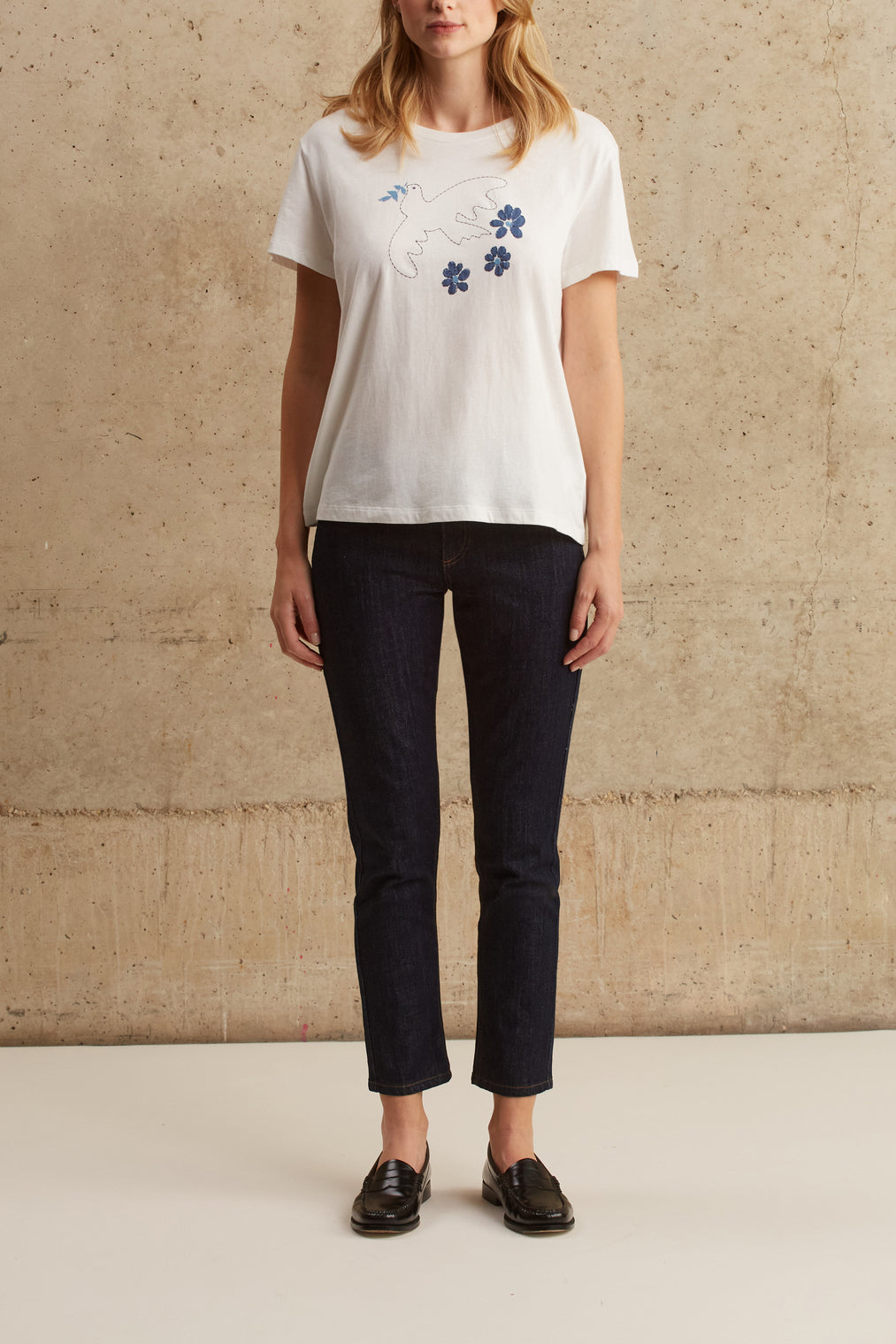 Tee-shirt à motif colombe fleurie - ASMEE Faume - seconde main