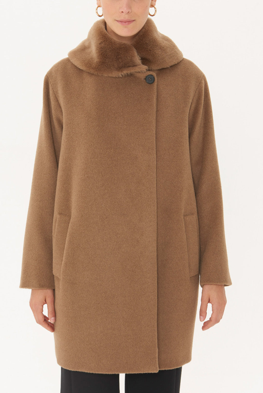 PEDRO - Manteau en laine vierge col amovible Faume - seconde main