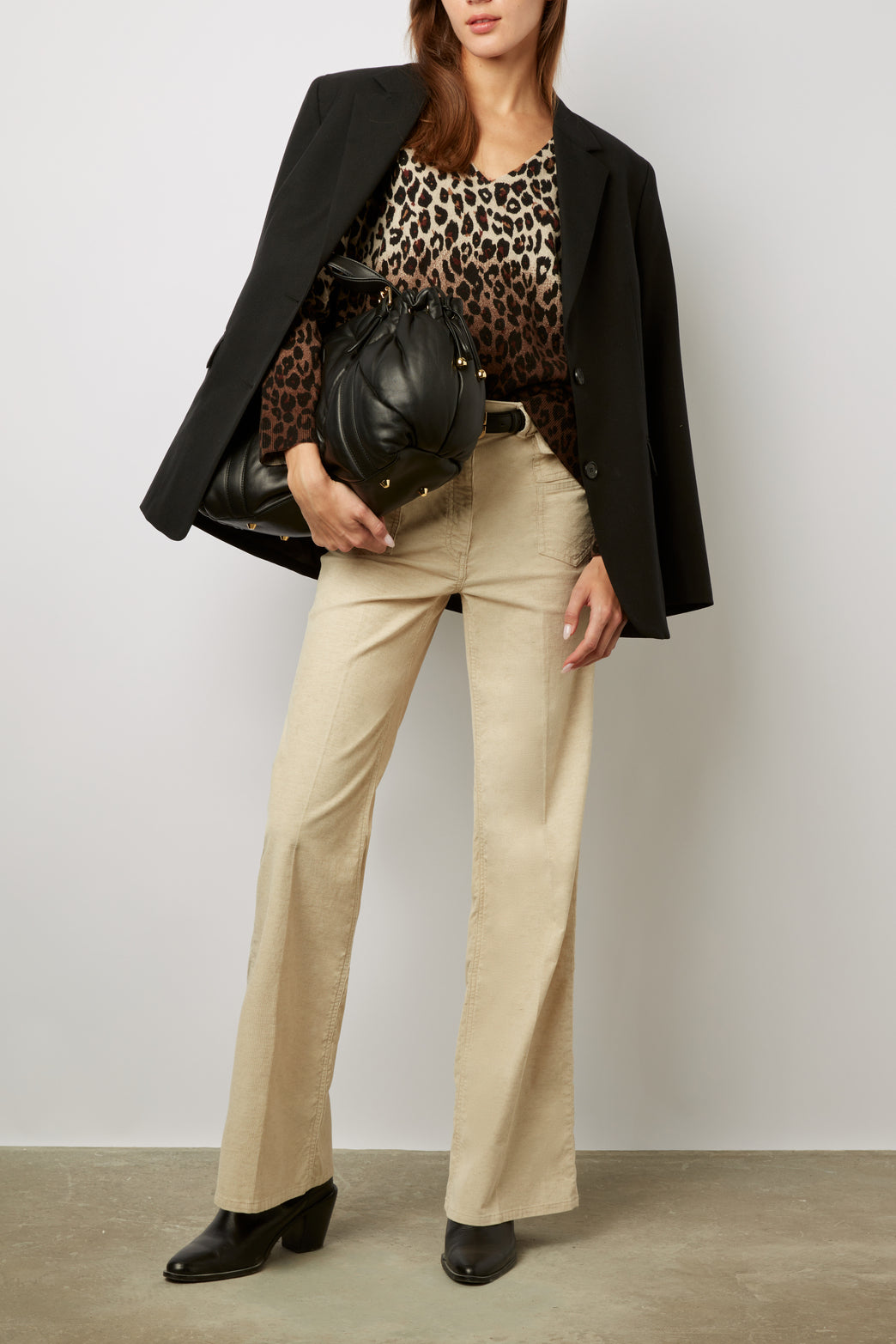 Pull V en laine imprimé léopard dégradé - LAVINIA Faume - seconde main