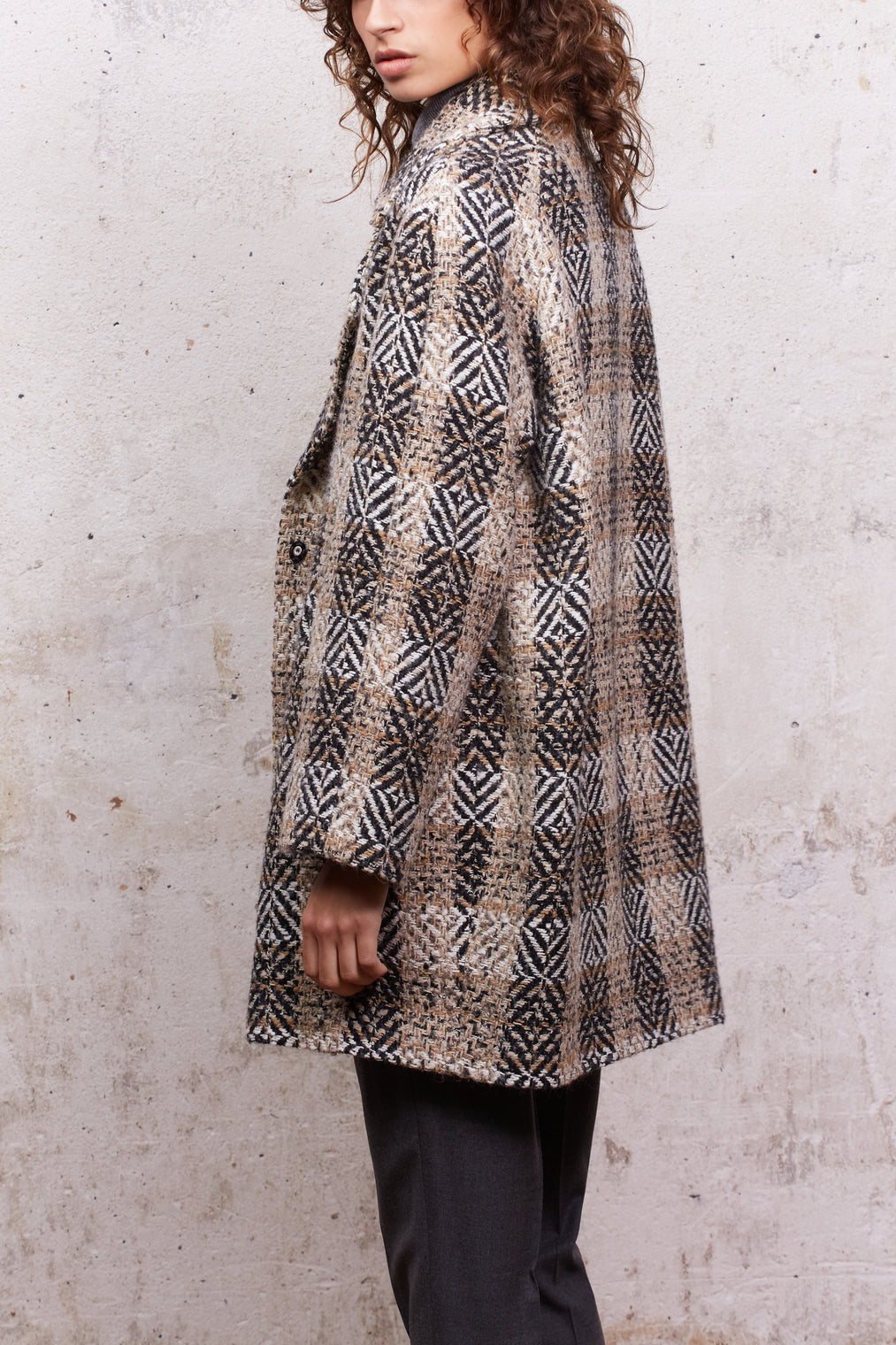 Samantha - Manteau croisé en laine mélangée à chevron Faume - seconde main