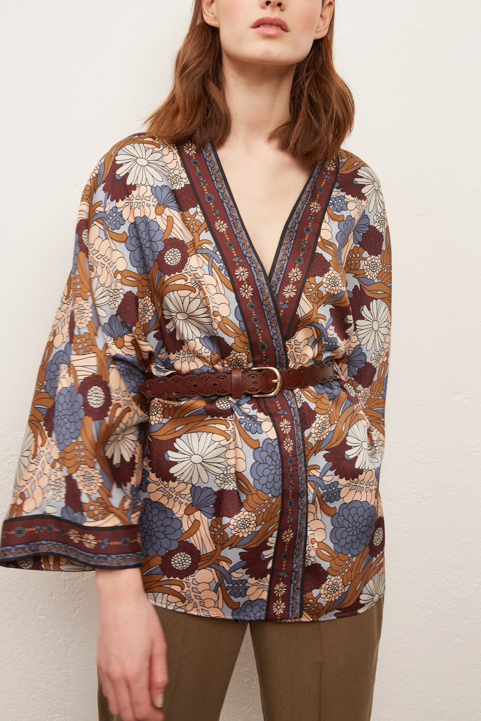 AGATHE - Veste kimono à imprimé floral Faume - seconde main