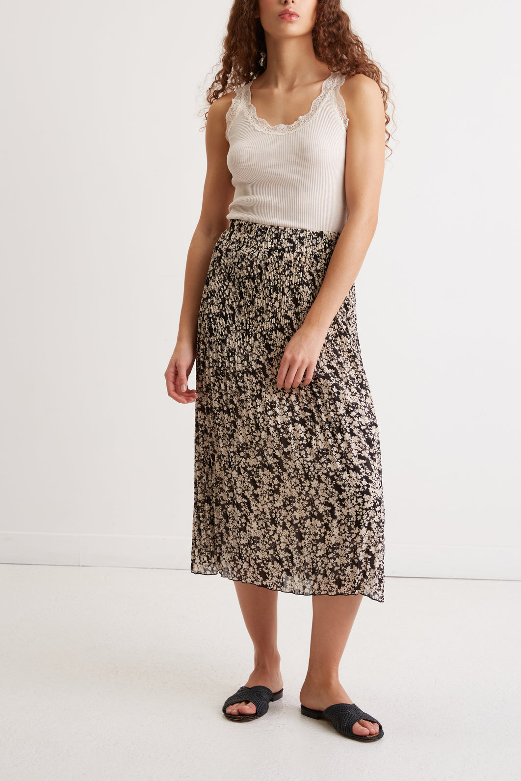 Jupe plissée en crêpe mousseline - BARBARA Faume - seconde main