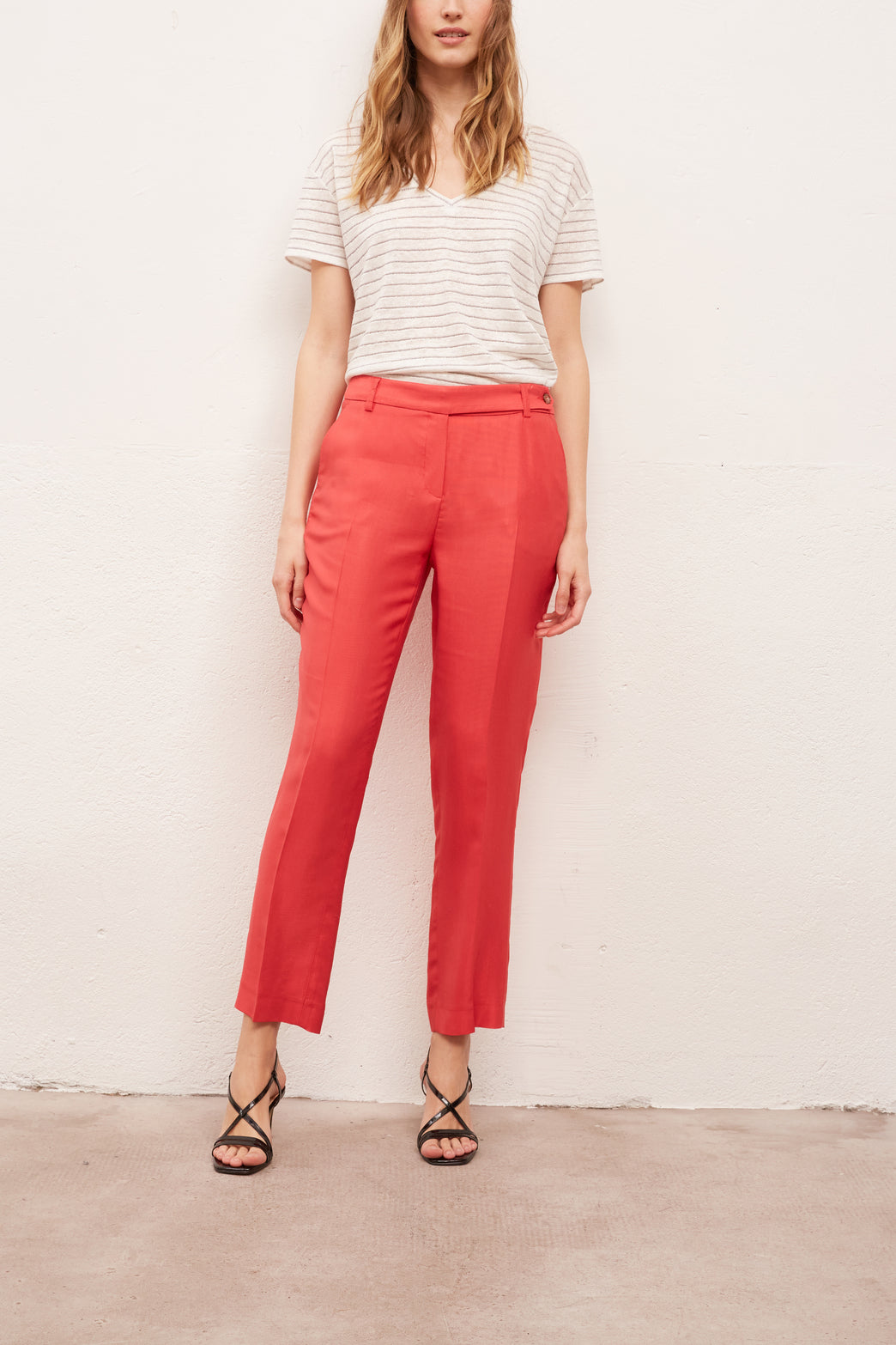 MICHELA - Pantalon fluide en crêpe 7/8 Faume - seconde main