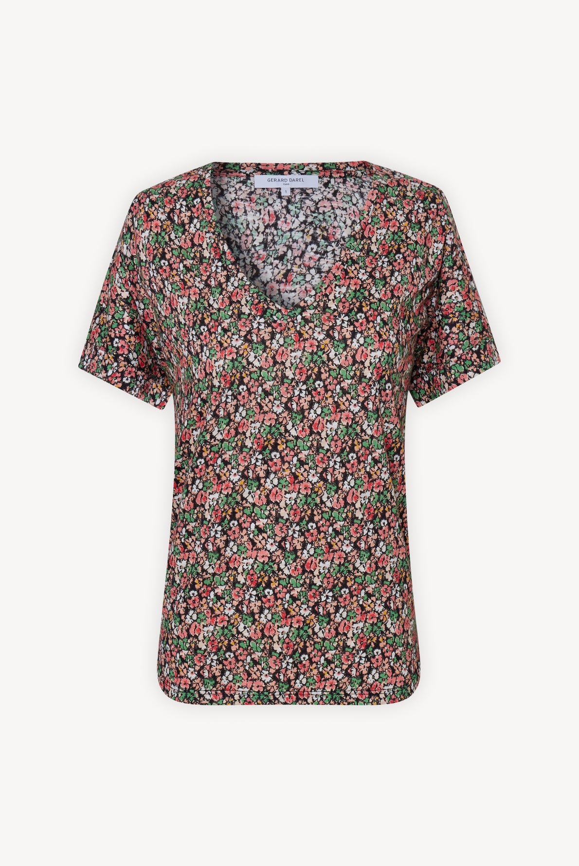 Tee-shirt V à motif floral - ANGE Faume - seconde main