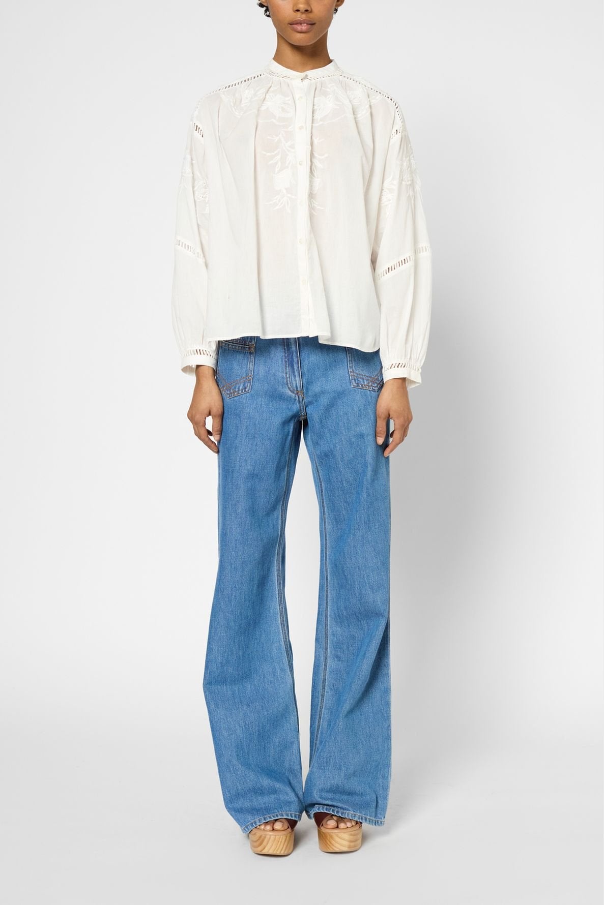 Chemise brodée en voile de coton - UCILLE Faume - seconde main