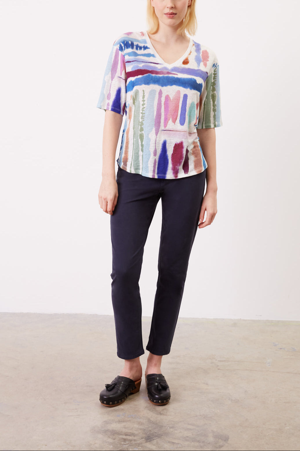 T-Shirt imprimé multicolore en lin - AENORA Faume - seconde main