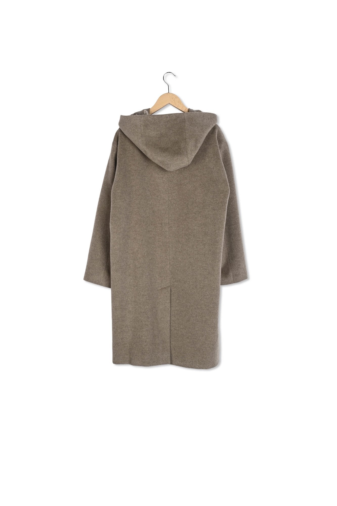 Manteau droit à capuche en laine et angora - LANELLE Faume - seconde main