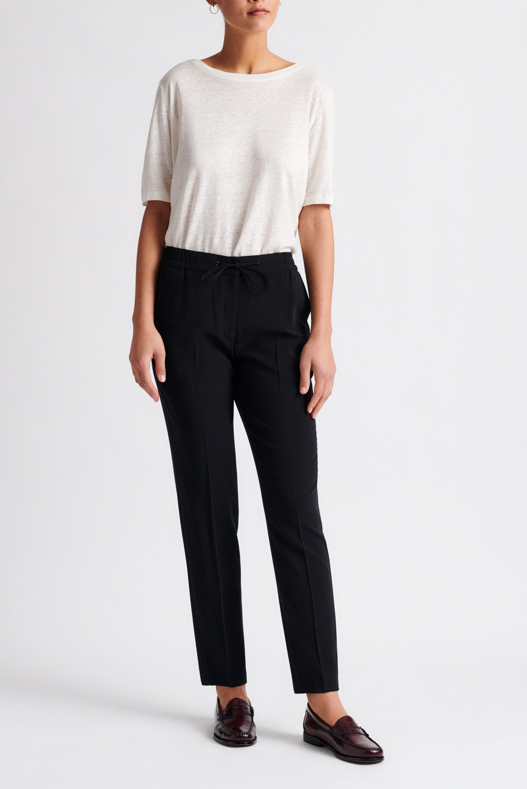 MINA - Pantalon fluide 7/8 en crêpe Faume - seconde main