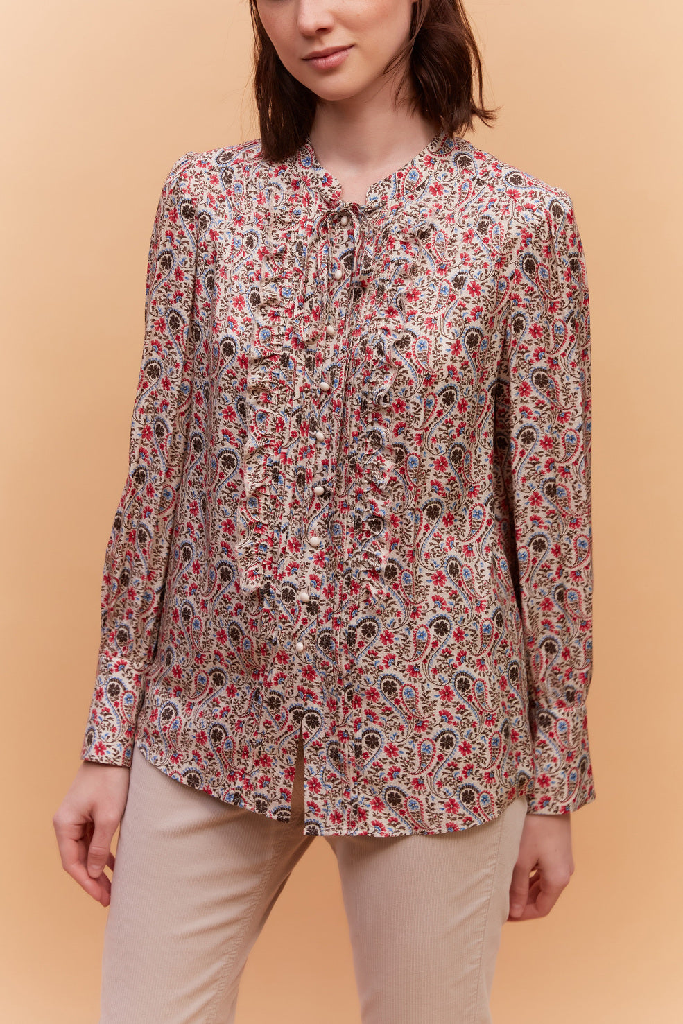 Chemise à volants en voile de coton - CALICIA Faume - seconde main