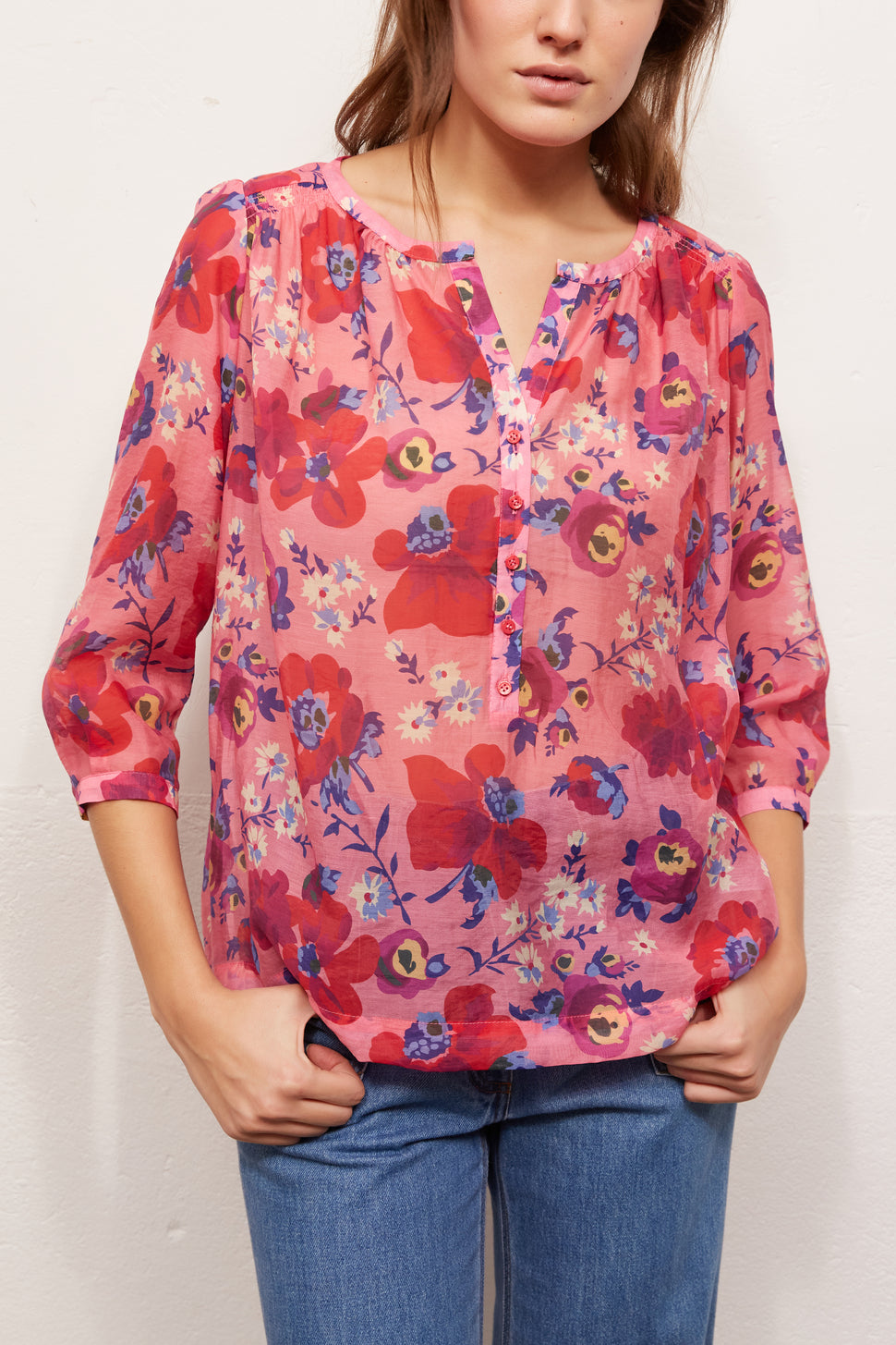 NICOLE - Blouse légère à imprimé floral Faume - seconde main