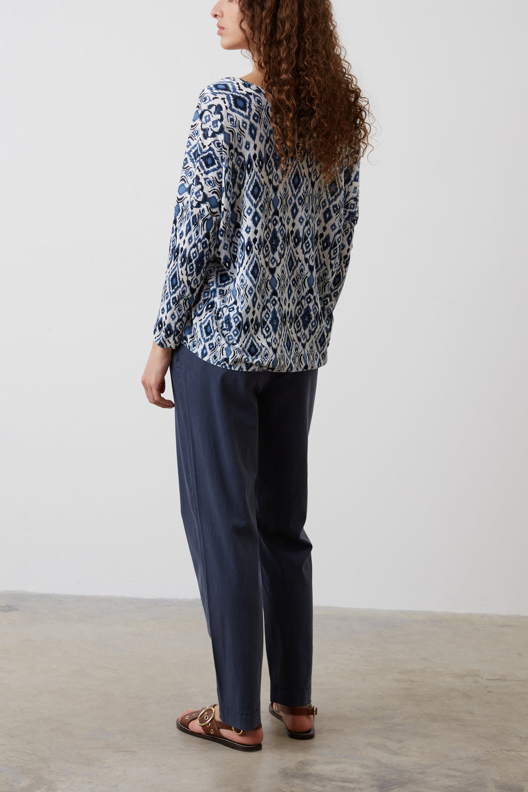 Pull en lin imprimé Ikat - LAURENCE Faume - seconde main