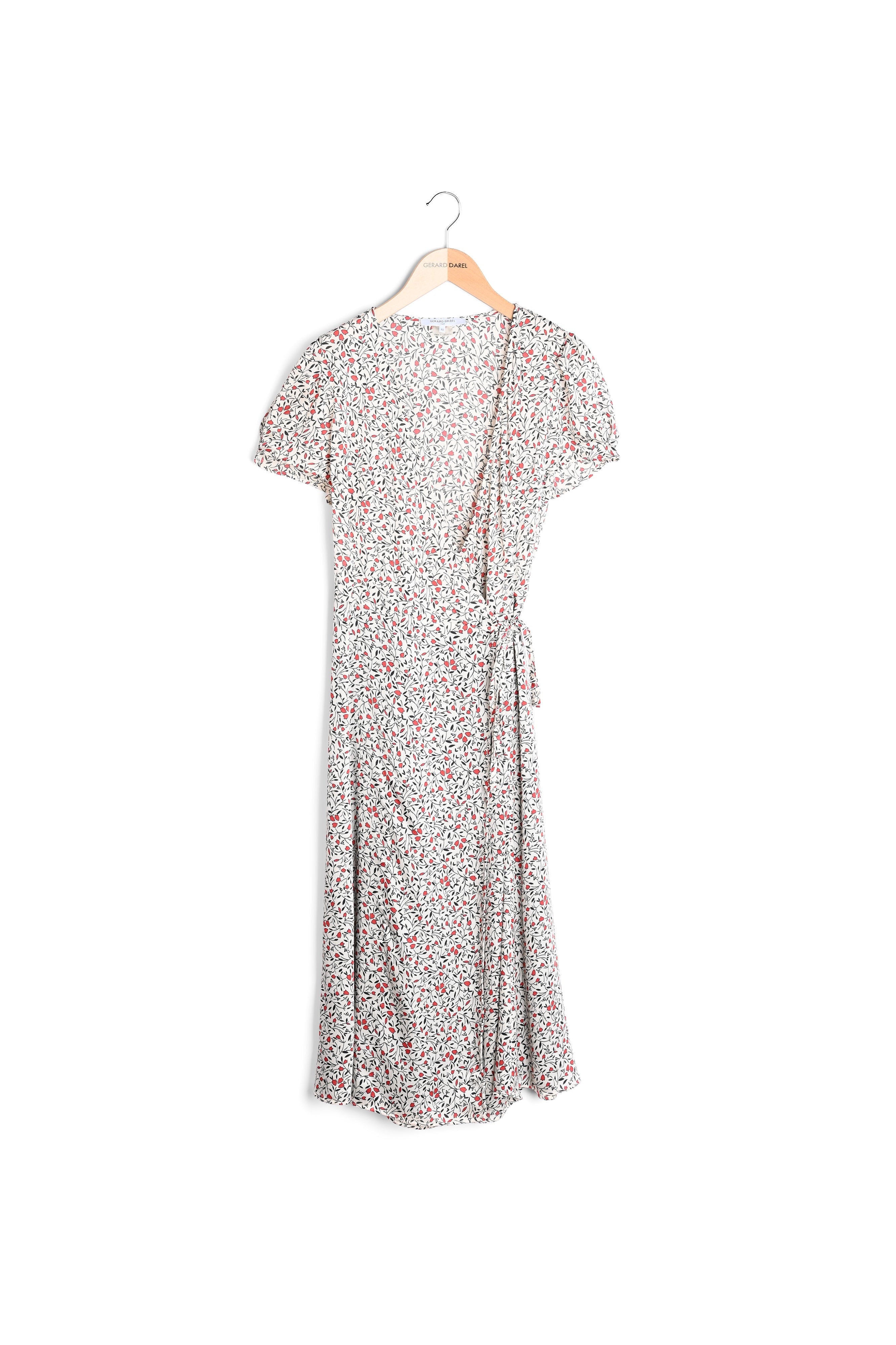 SARA - Robe portefeuille à imprimé floral Faume - seconde main