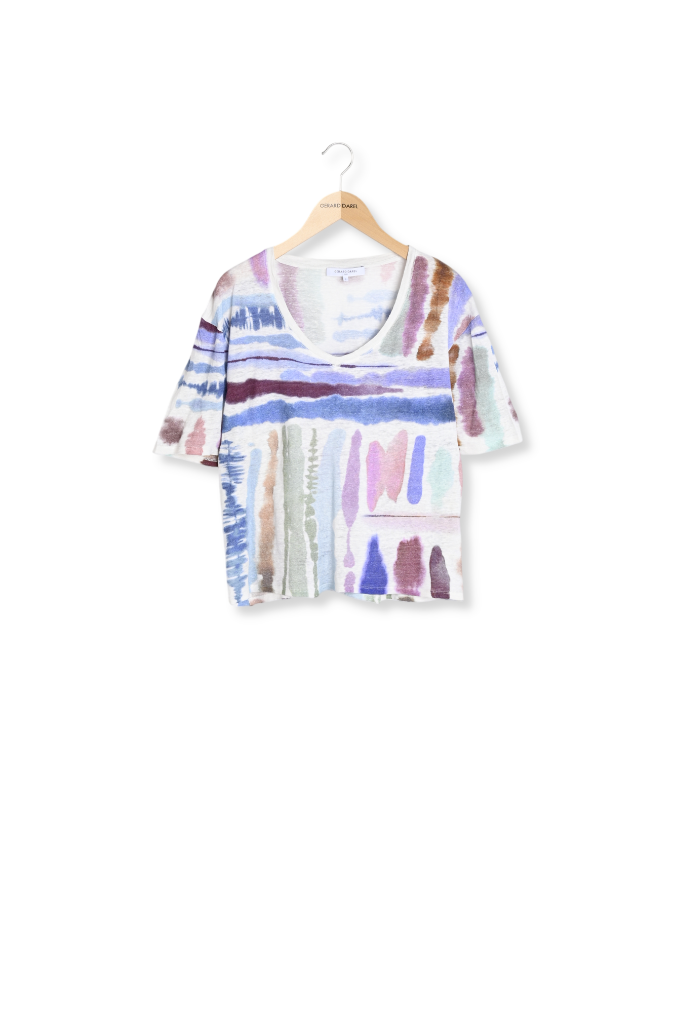 T-Shirt imprimé multicolore en lin - AENORA Faume - seconde main