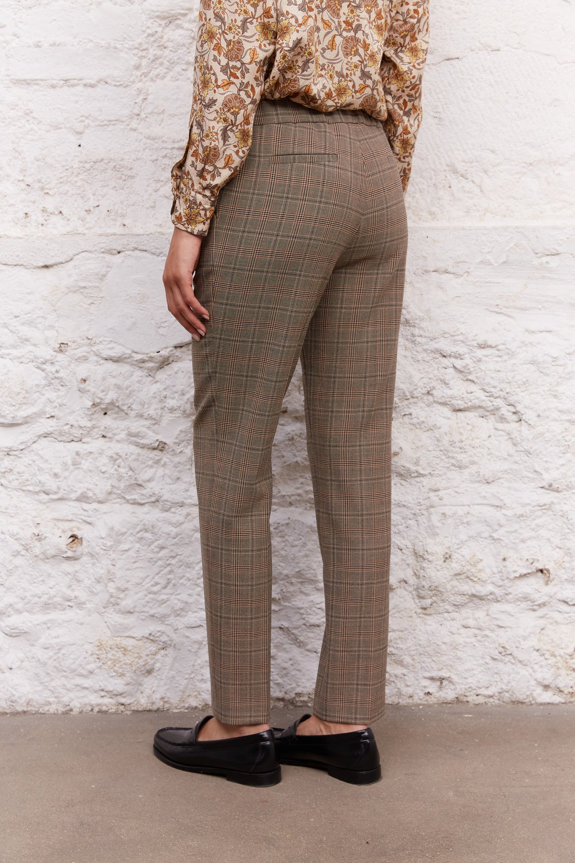 Pantalon droit à carreaux prince-de-galles - ELISIO Faume - seconde main