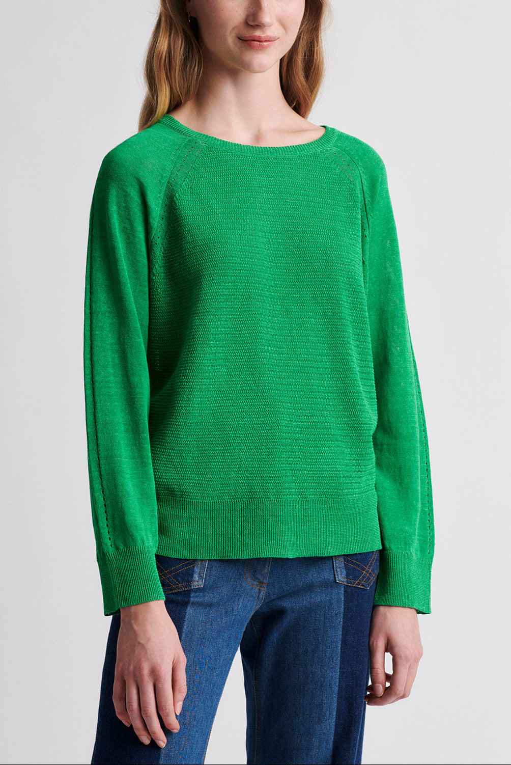 ELDA - Pull fin en lin avec jeu de mailles Faume - seconde main