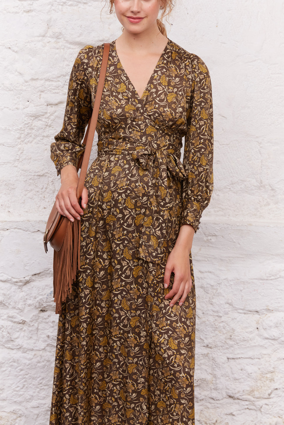 Robe longue portefeuille à l'imprimé floral - JANE Faume - seconde main